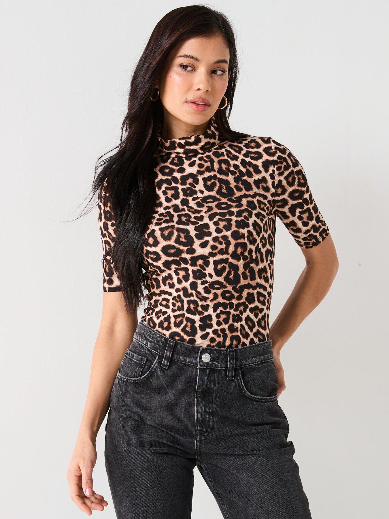 undefined Turtleneck Half Sleeve Top - Print