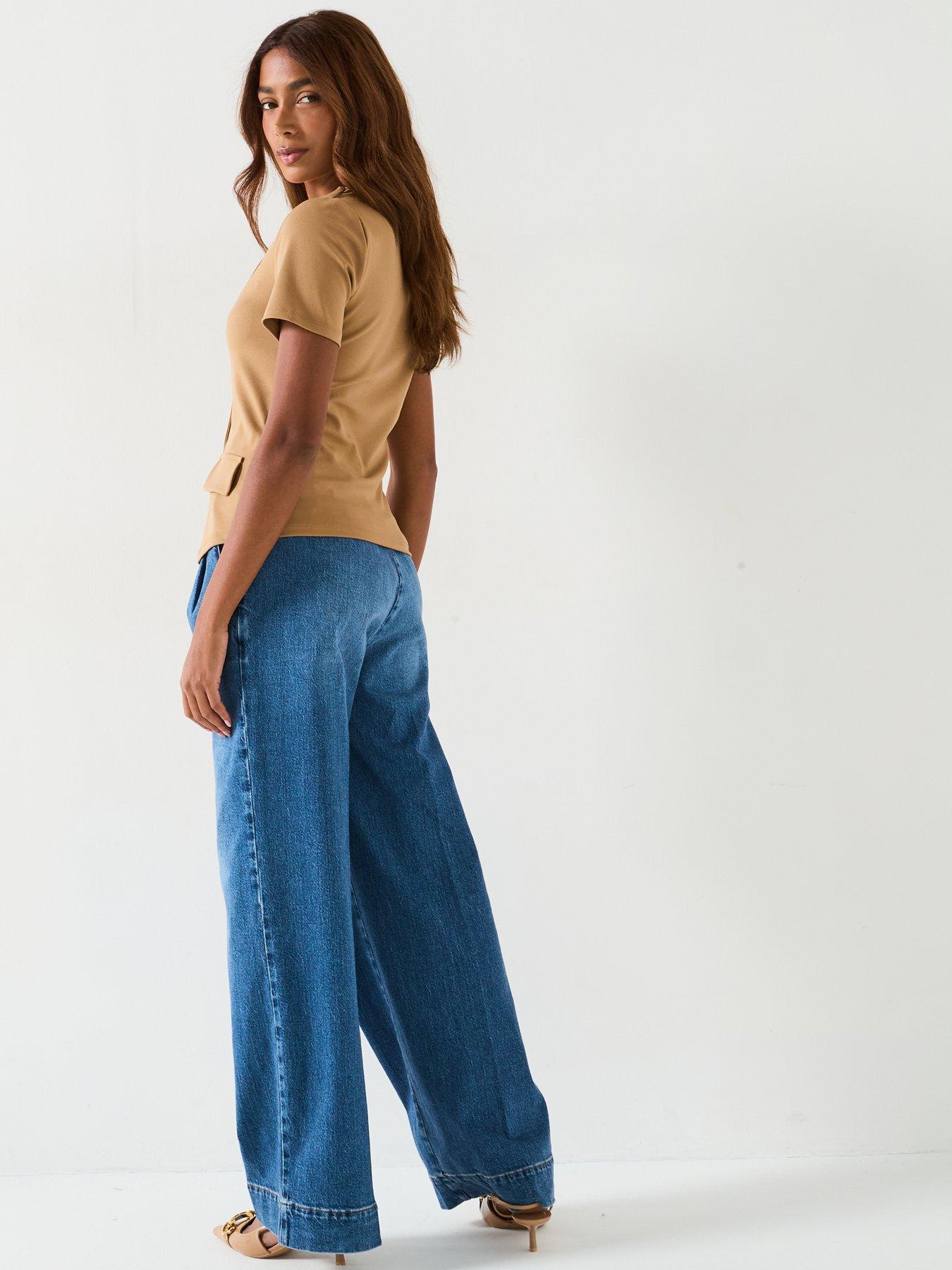Image 5 of 5 of V by Very Square Neck Button Up Top - Neutral