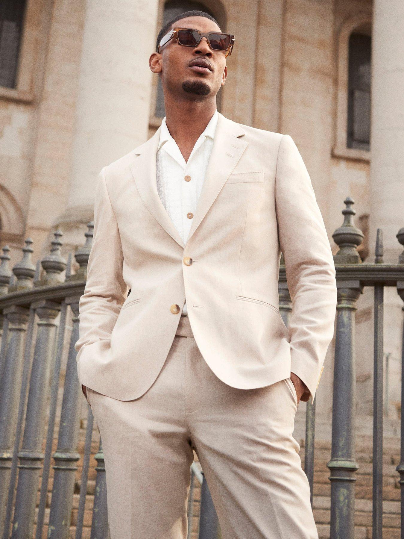 undefined Linen Suit Jacket - Ecru