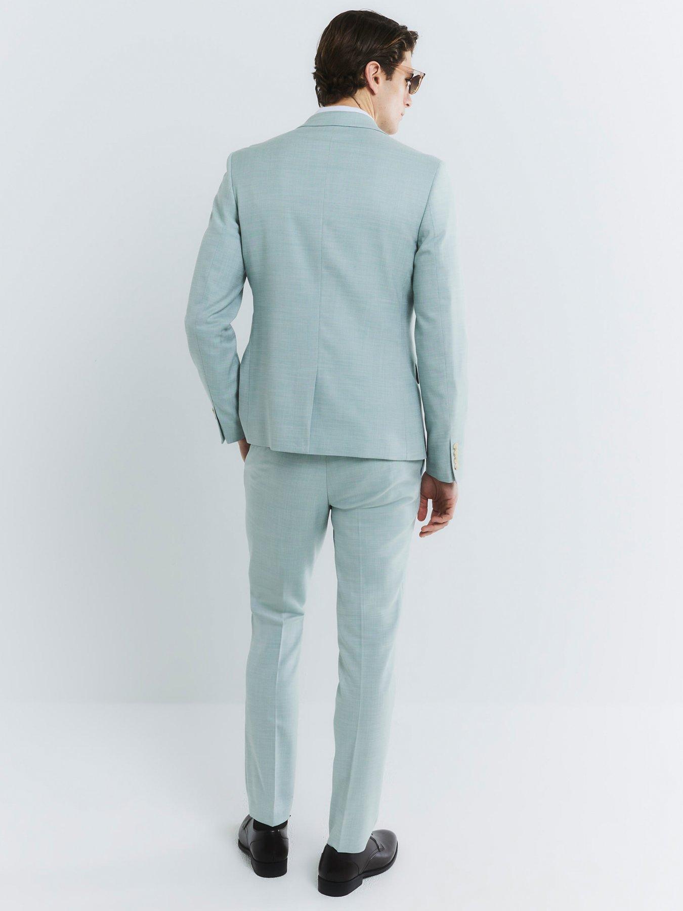 Image 2 of 6 of River Island Sharkskin Suit Jacket - Green