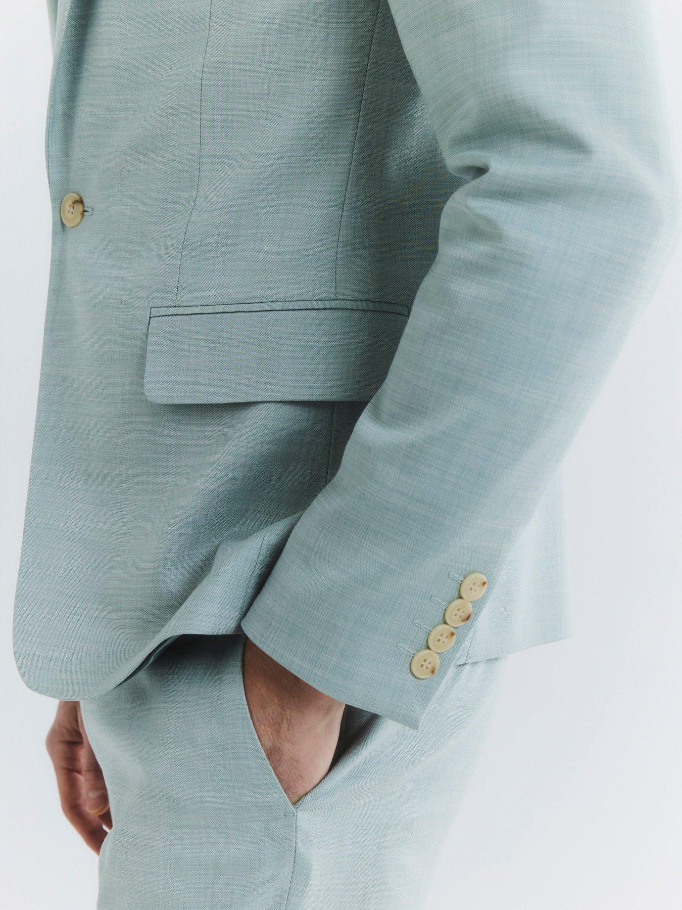 Image 4 of 6 of River Island Sharkskin Suit Jacket - Green