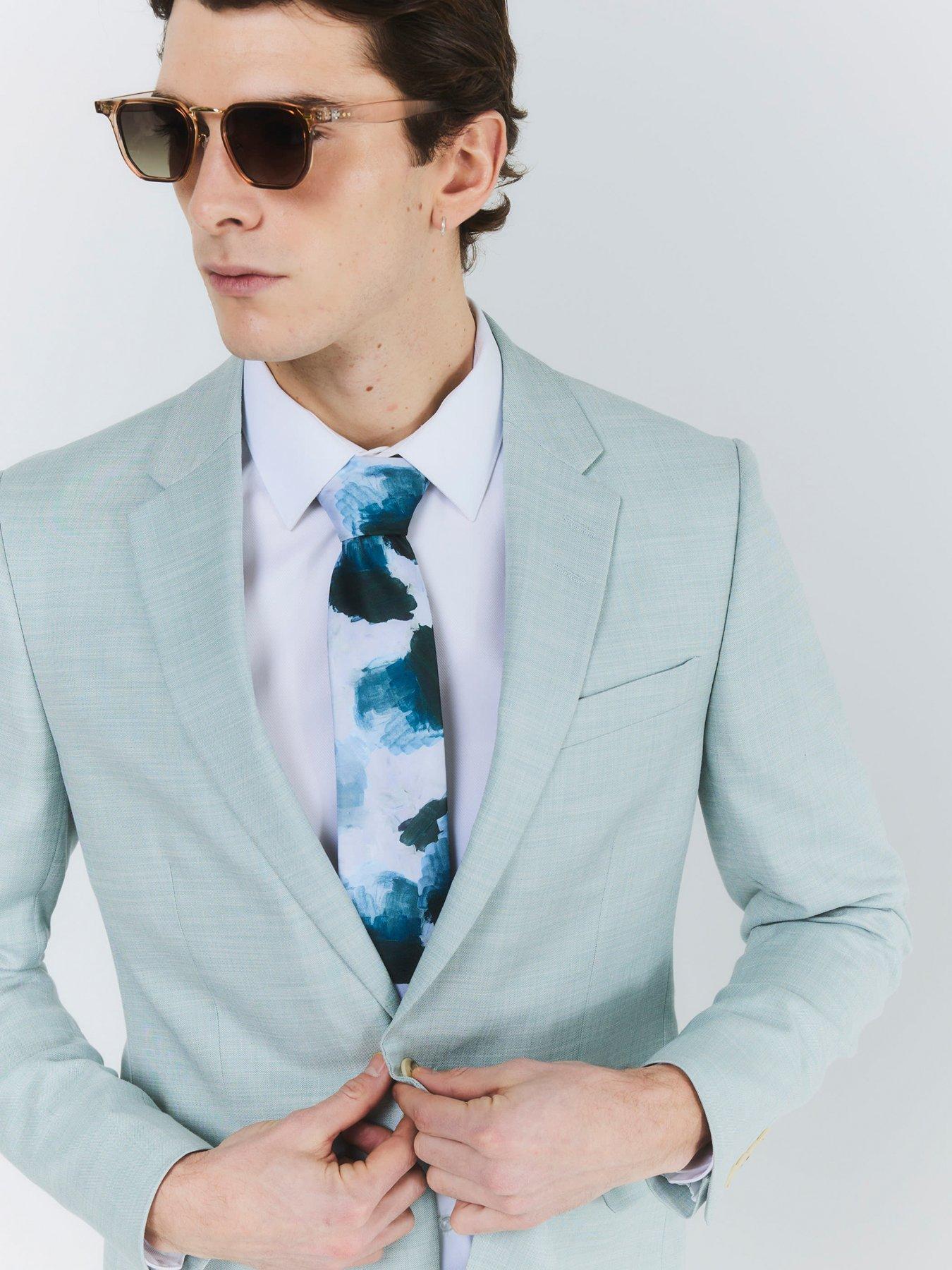 Image 5 of 6 of River Island Sharkskin Suit Jacket - Green