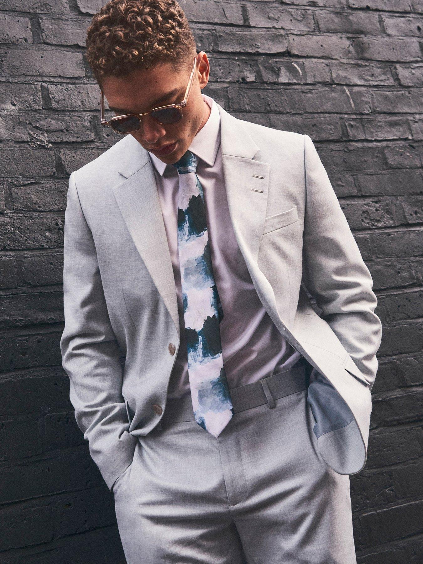 Image 6 of 6 of River Island Sharkskin Suit Jacket - Green