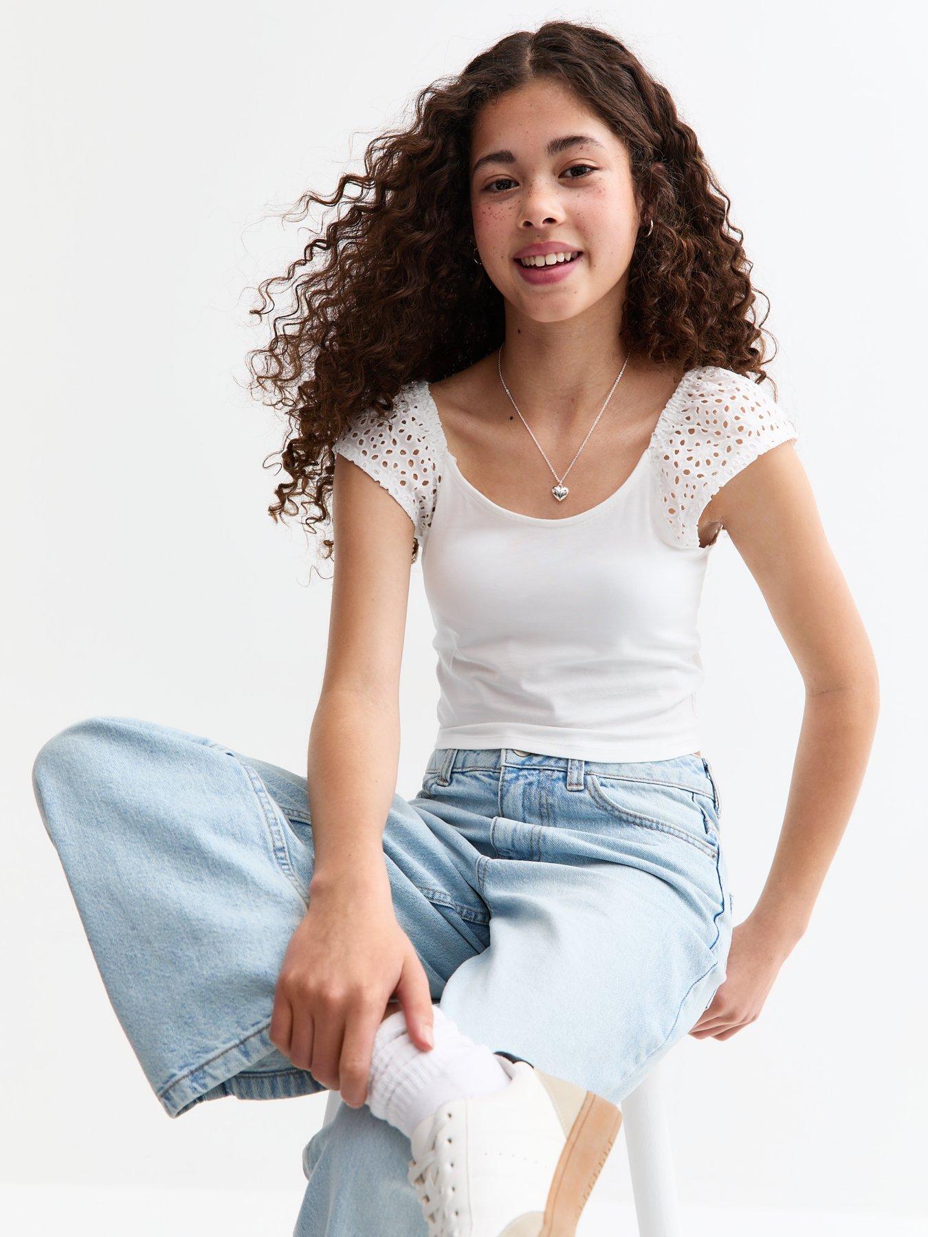 undefined Girls White Broderie Anglaise Vest