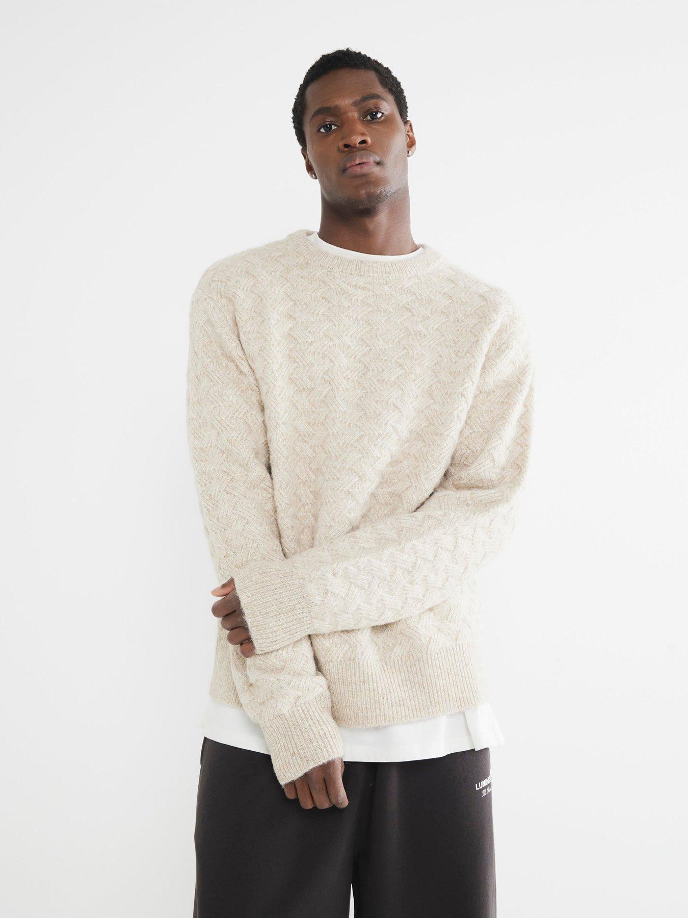 undefined Cross Hatch Cable Knitted Jumper - Beige