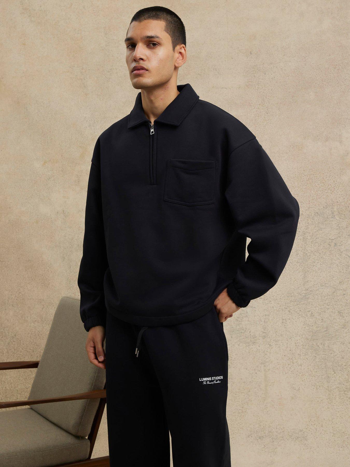 undefined Essential Regular Rugby 1/2 Zip Sweat - Black