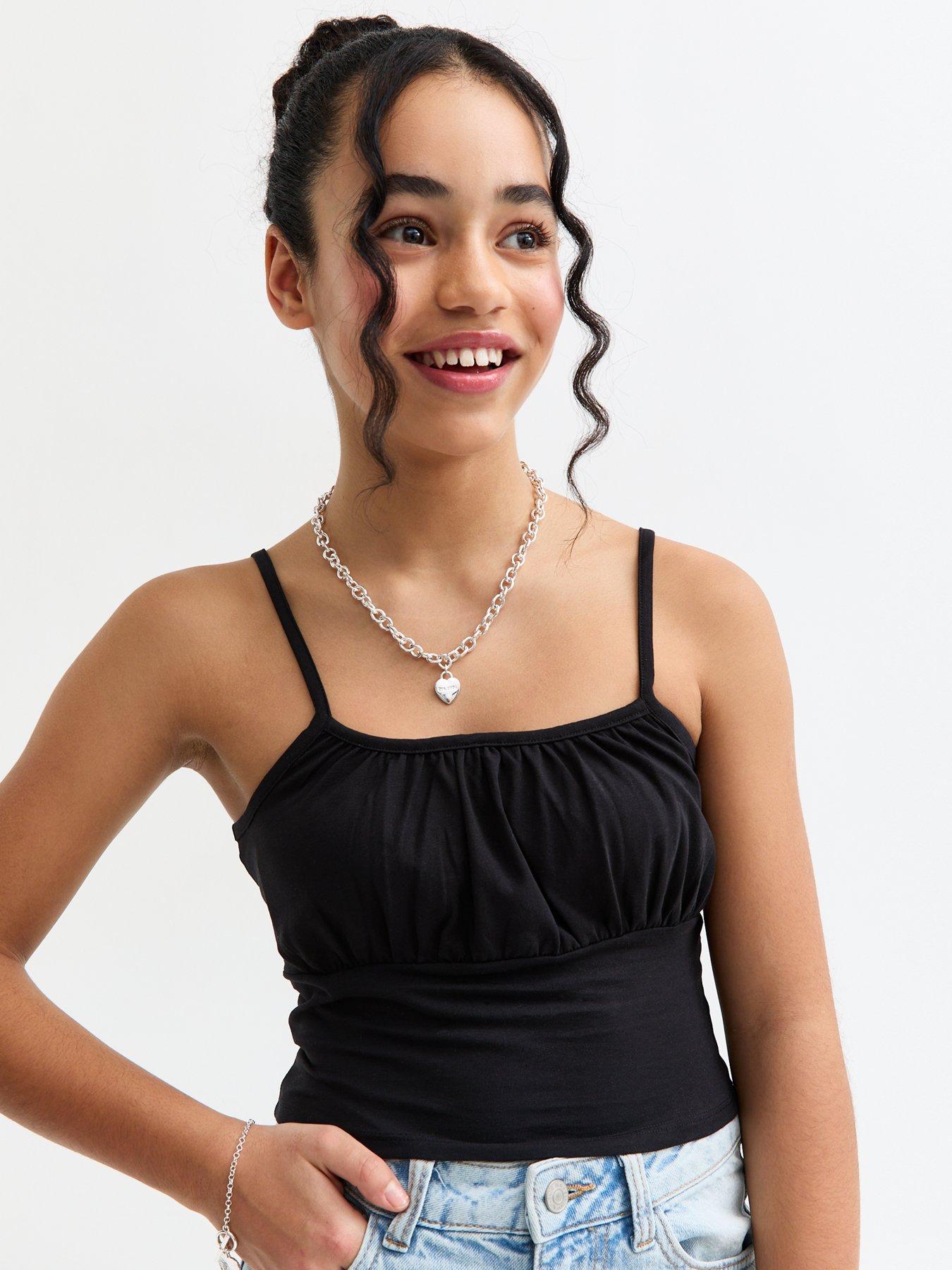 undefined Girls Ruched Cropped Camisole - Black