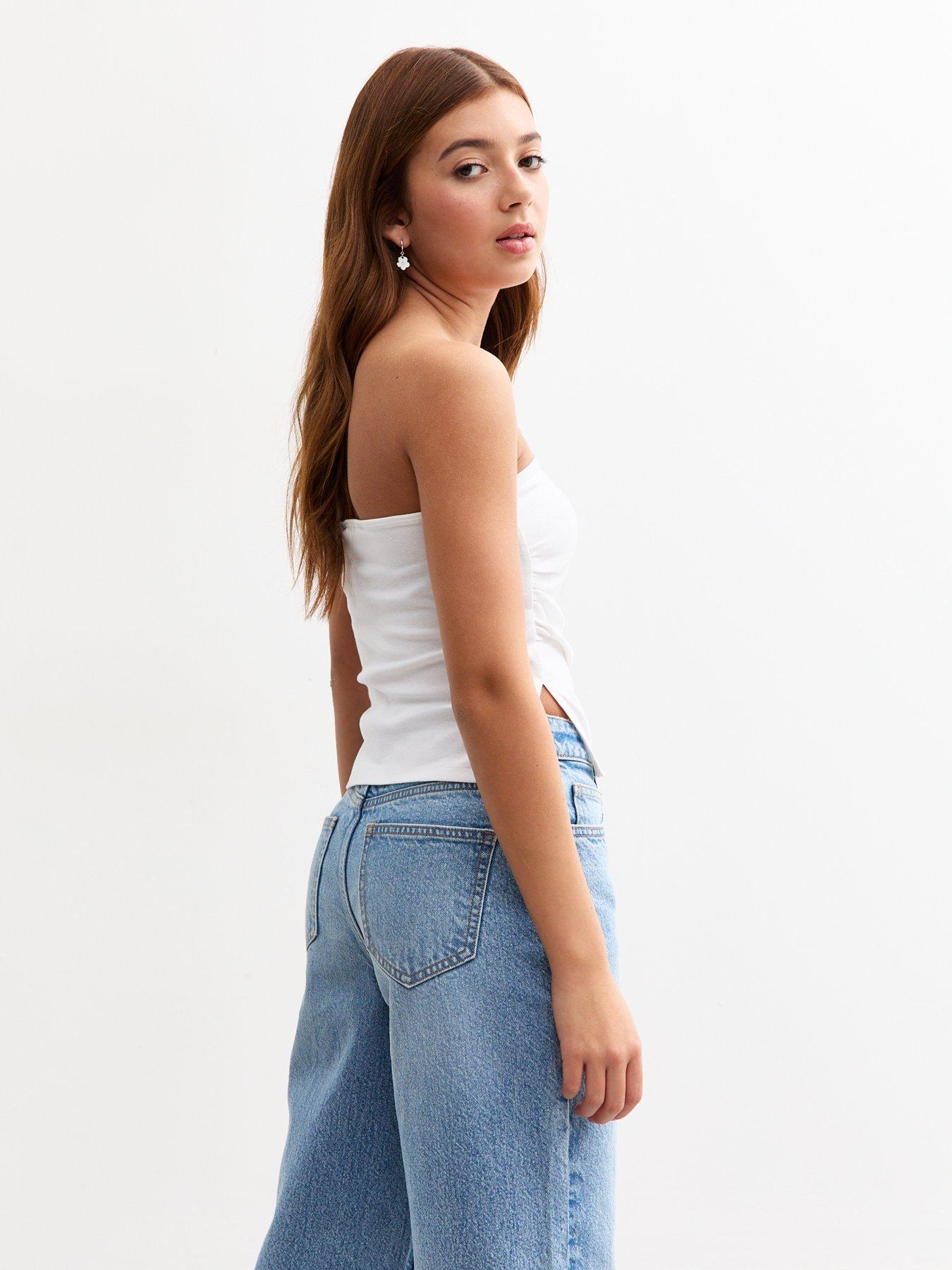 Image 2 of 4 of New Look 915 Girls Ruched Side Bandeau - White
