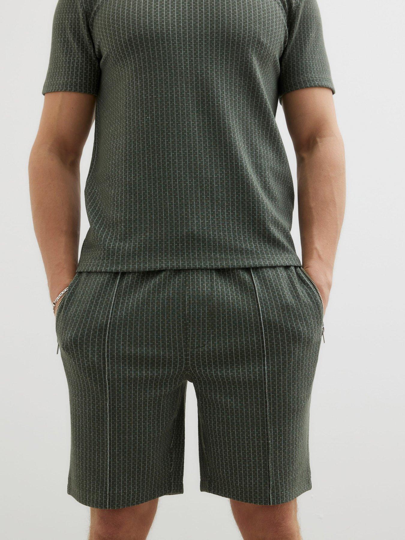 undefined Slim Fit Jacquard Jersey Shorts - Khaki