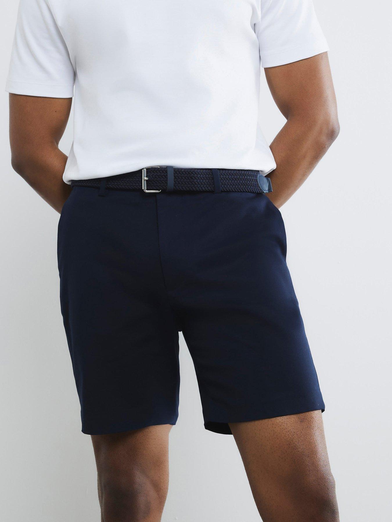 Image 4 of 5 of River Island Belted Chino Shorts - Navy