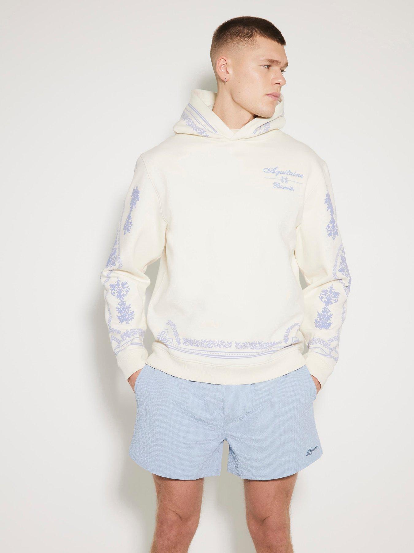River Island Seersucker Swim Shorts - Light Blue