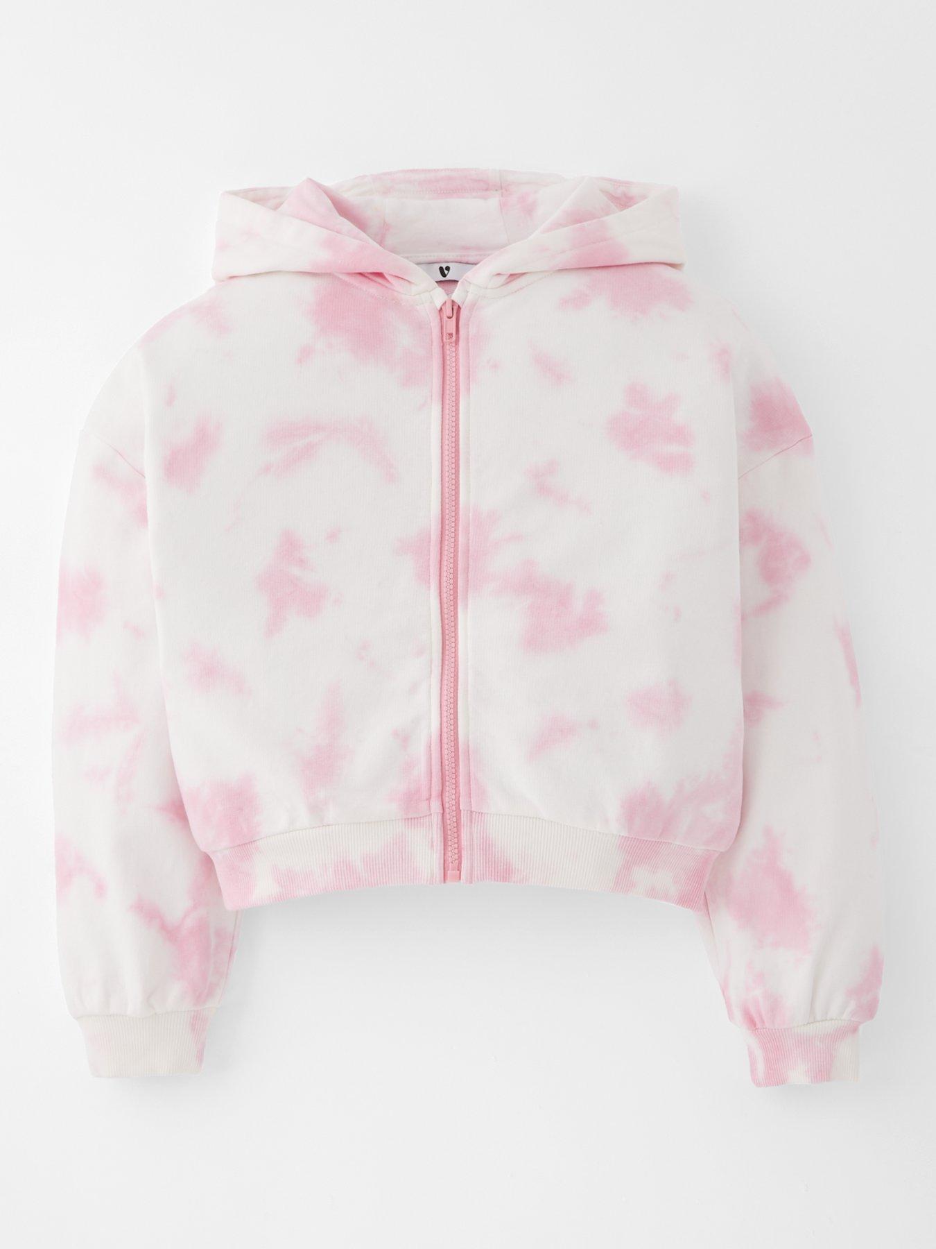 undefined Tie Dye Zip Up Hoody - Pink