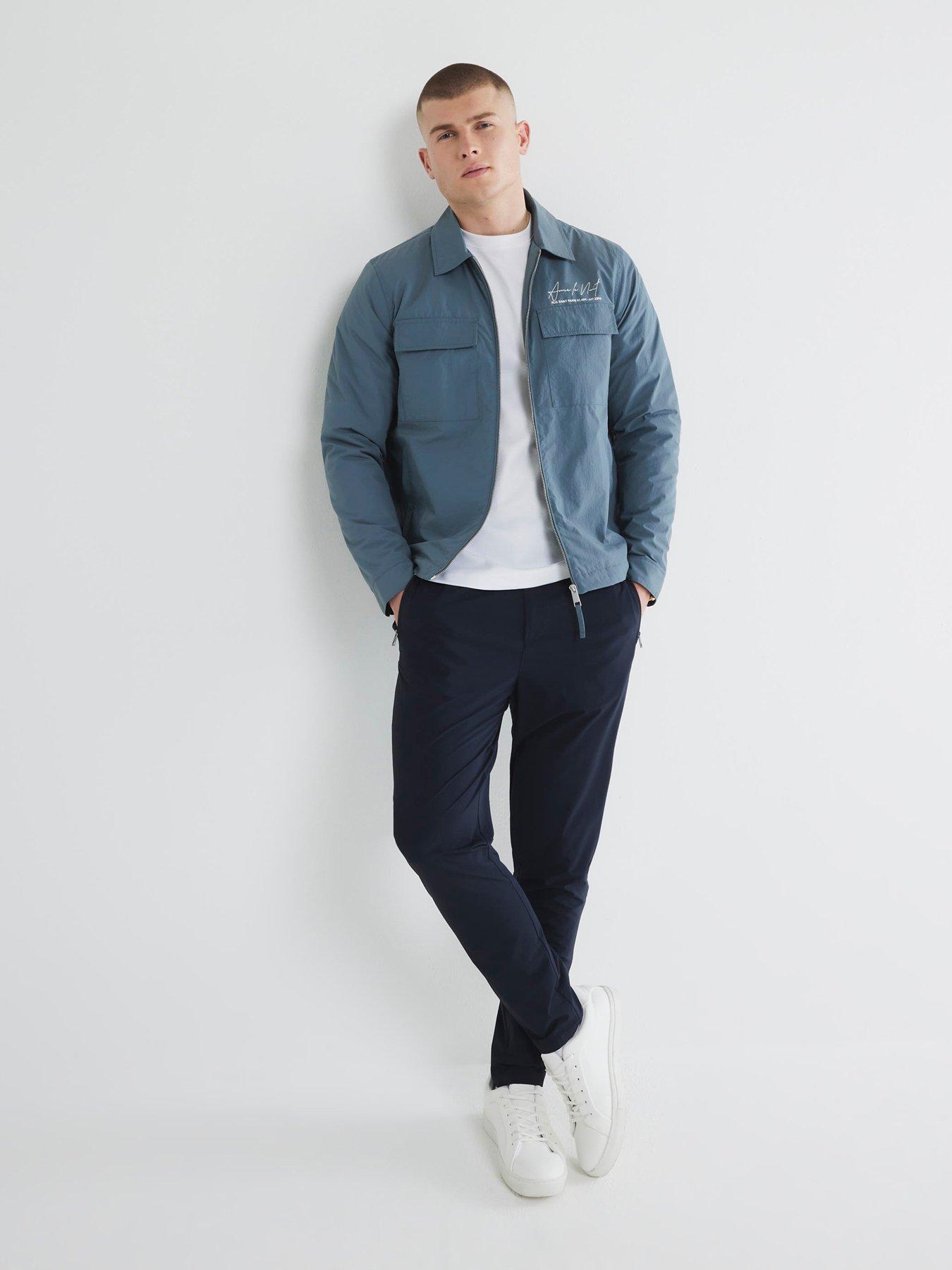 Image 3 of 5 of River Island Logo Ripstop Padded Shacket - Light Blue