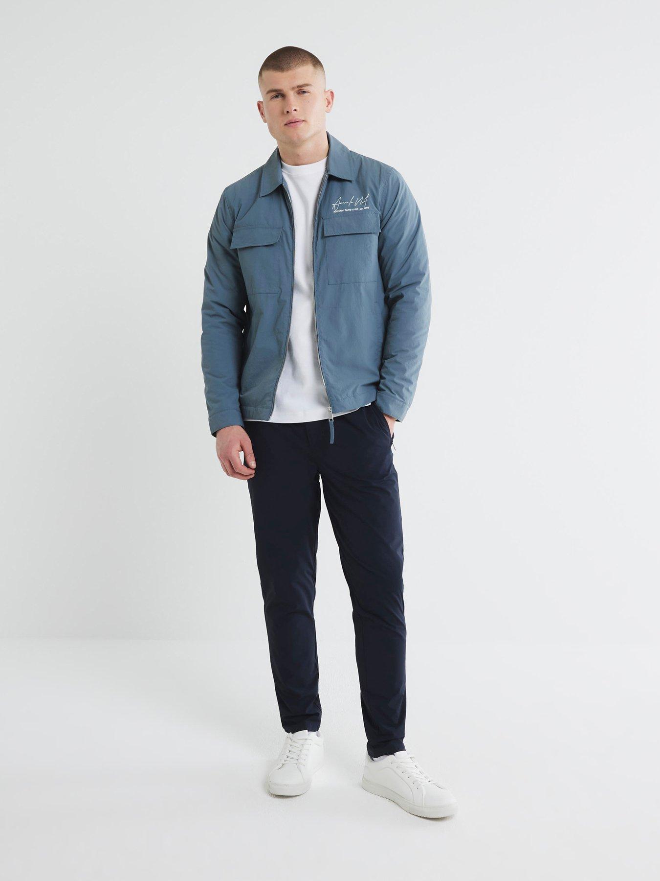 Image 4 of 5 of River Island Logo Ripstop Padded Shacket - Light Blue
