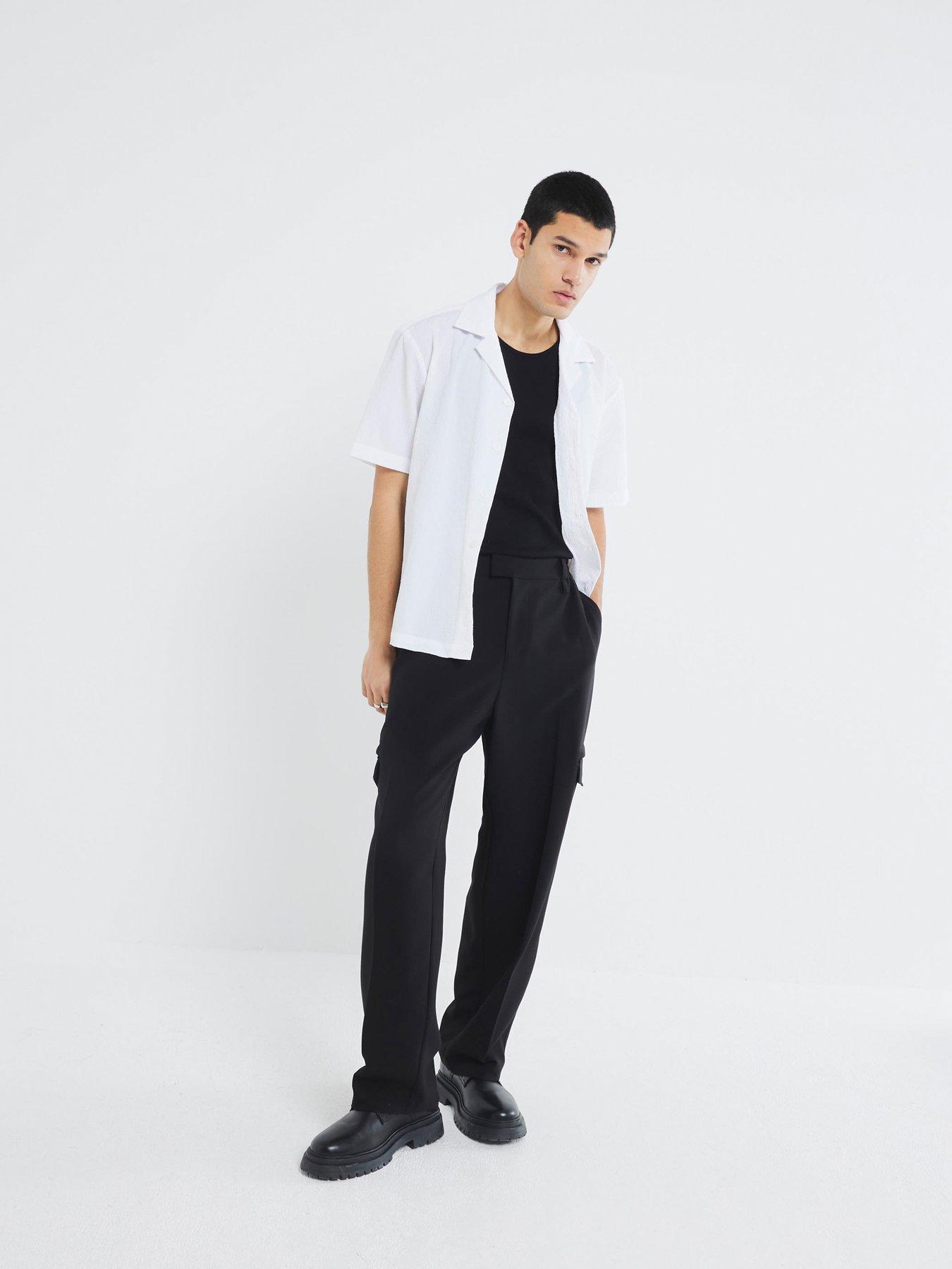 Image 3 of 4 of River Island Seersucker Pocket Short Sleeve Shirt - White