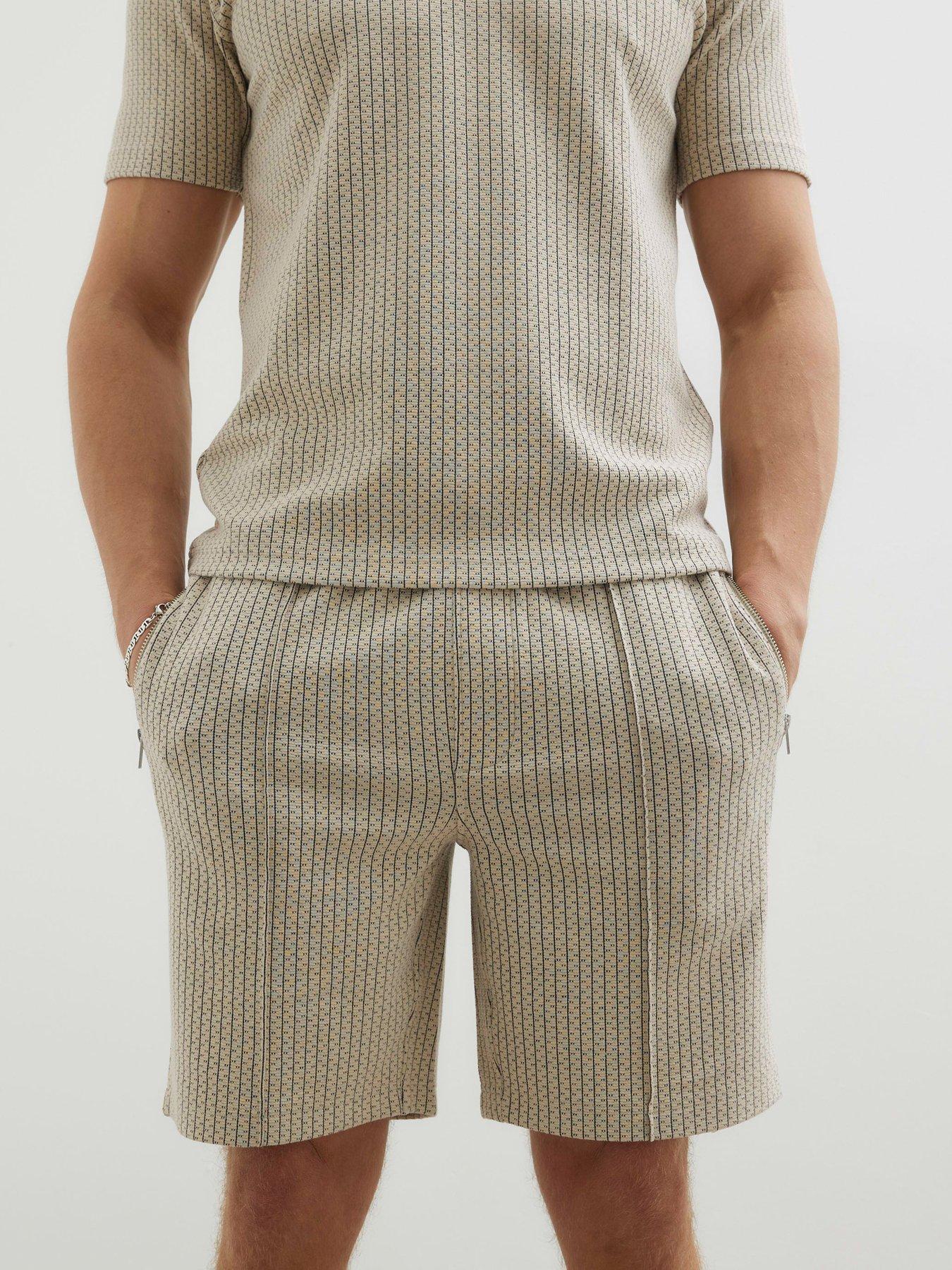 undefined Slim Fit Jacquard Jersey Shorts - Stone - Light