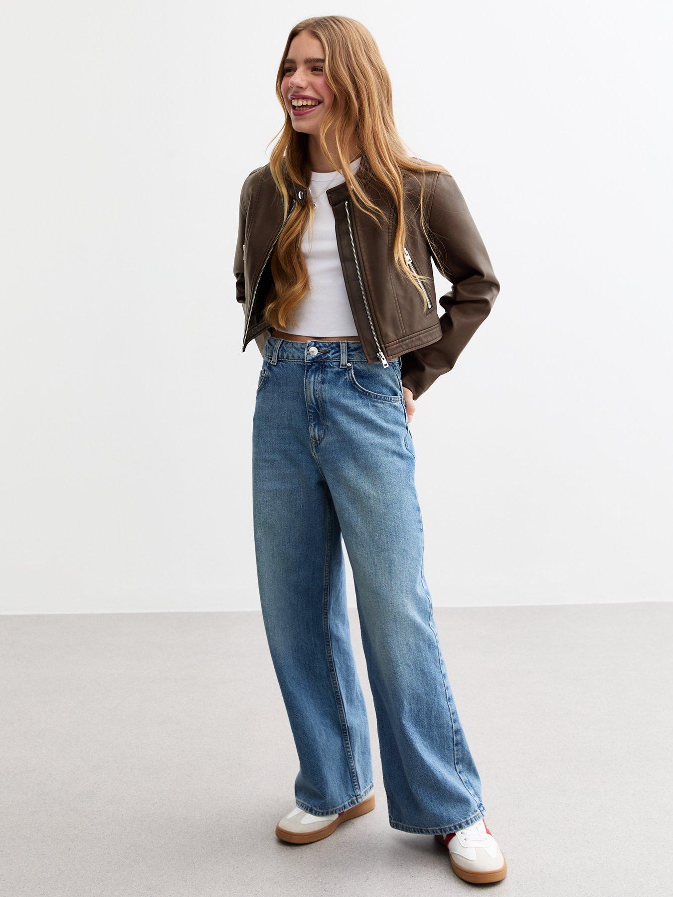 Image 2 of 4 of New Look 915 Girls Brown Faux Leather Biker Jacket