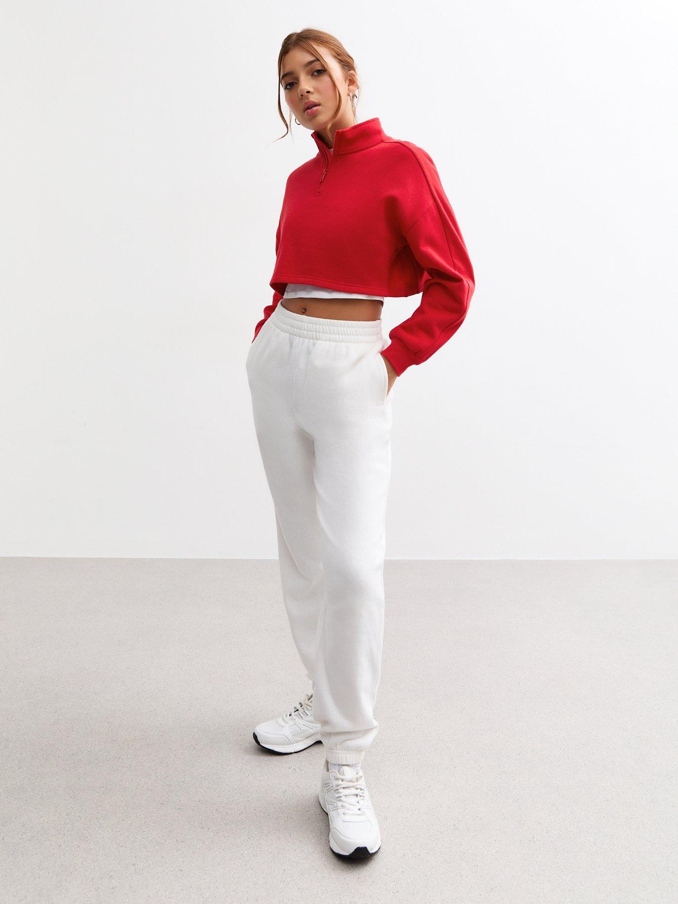 undefined Girls Cuffed Jersey Joggers - Off White