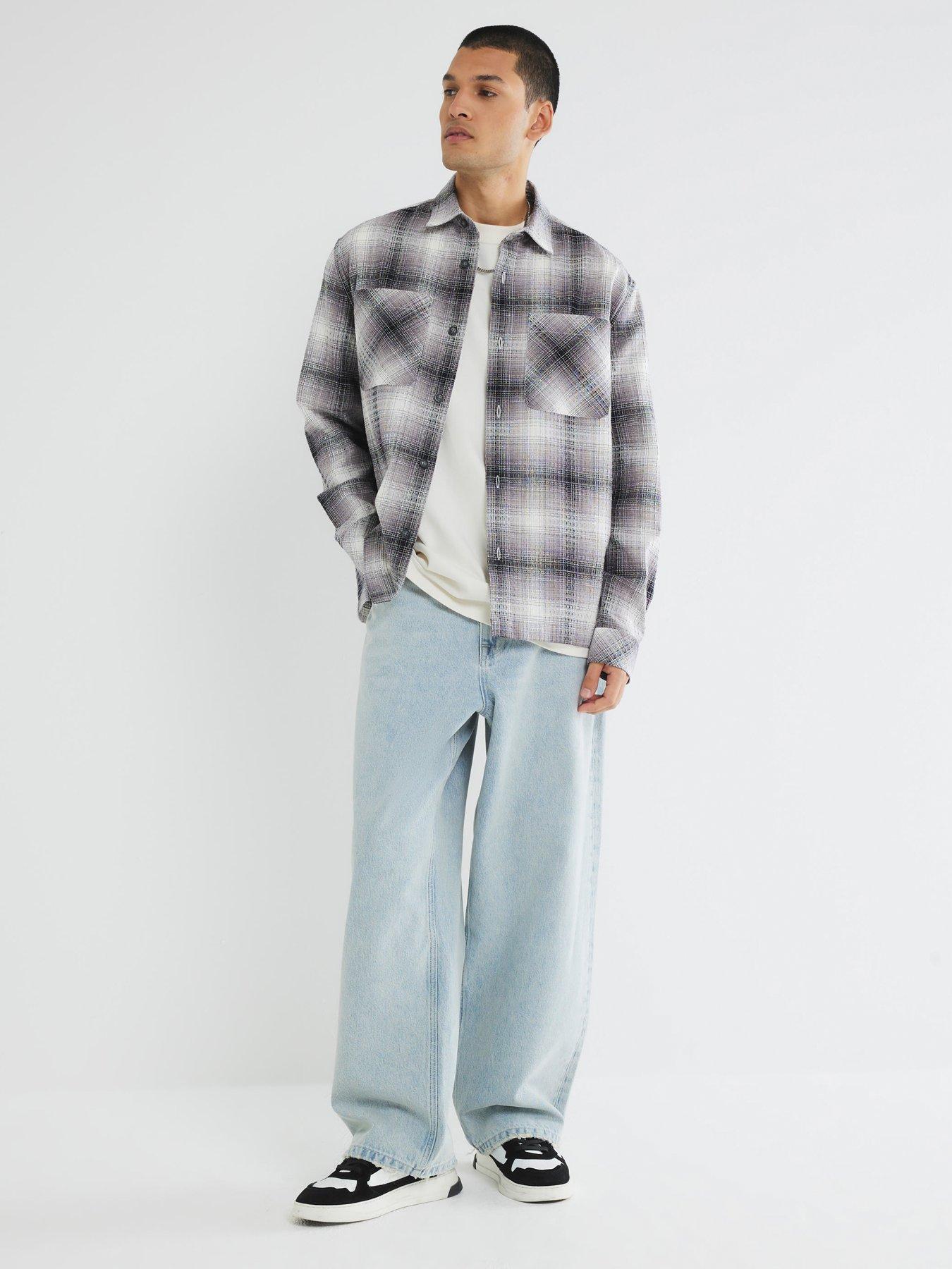 undefined 2 Pocket Waffle Check Long Sleeve Shirt - Black