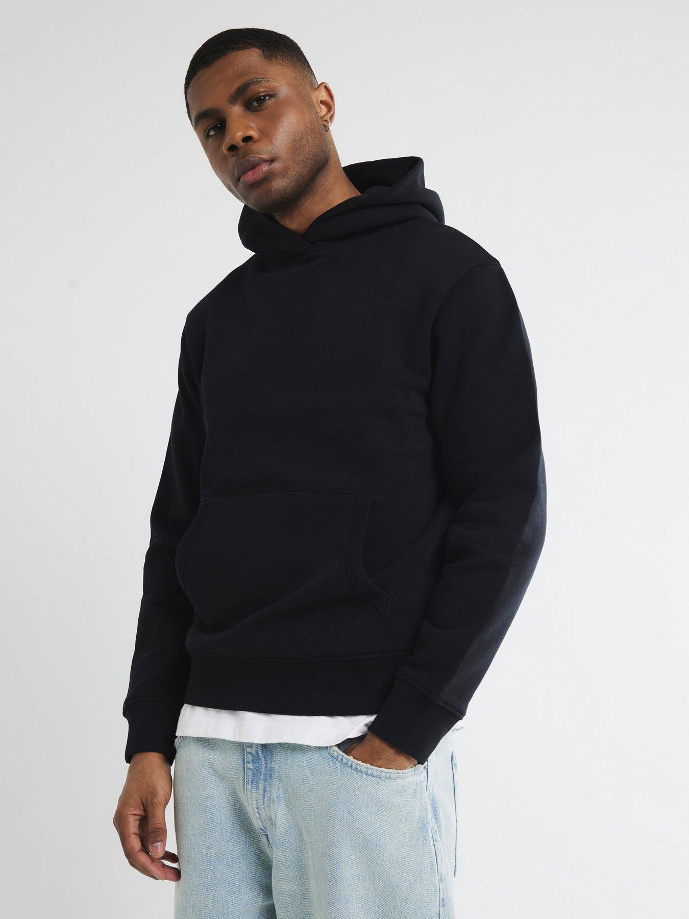 Oversized Hoodie Mens Black Short Hoodie River Island Essentials