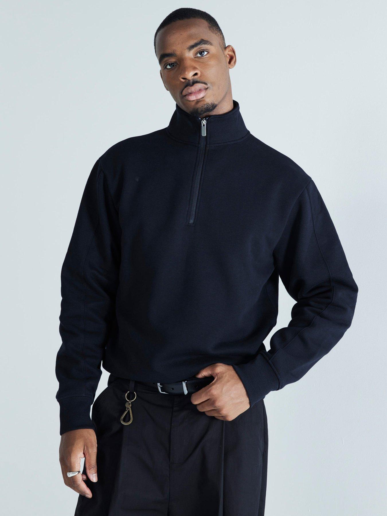 Image 1 of 3 of River Island Essentials 1/2 Zip Sweat Top - Black