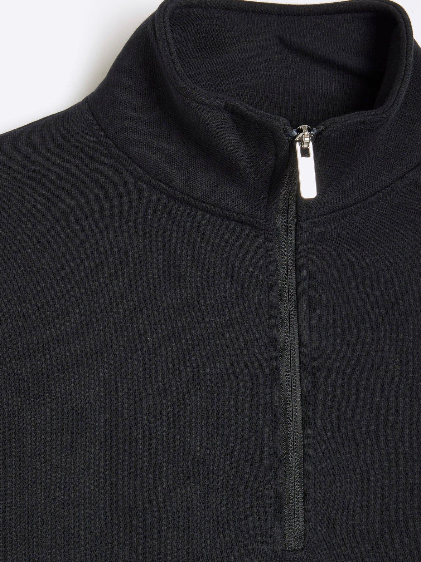Image 3 of 3 of River Island Essentials 1/2 Zip Sweat Top - Black