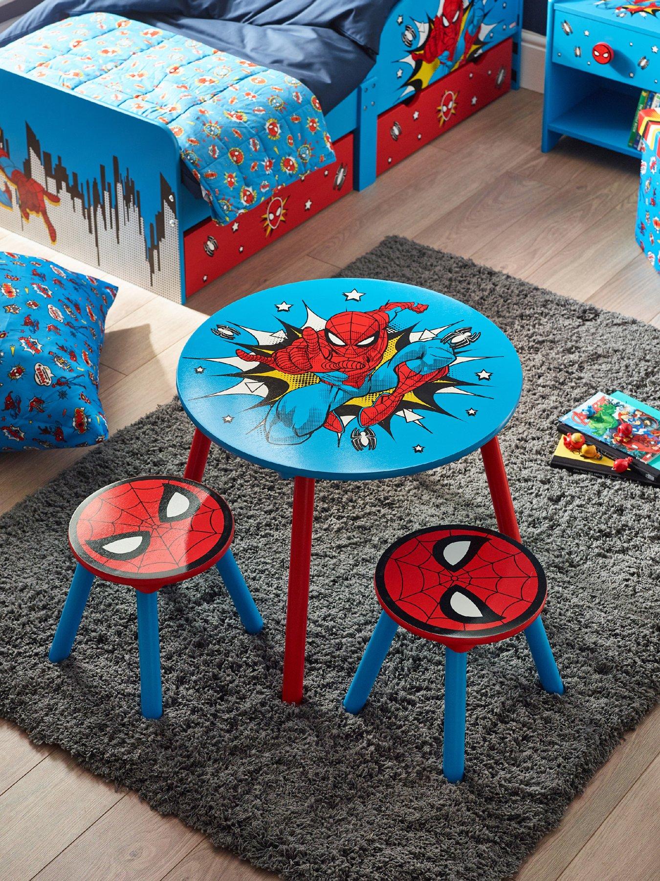 Product photograph of Spiderman Table Amp 2 Stool Set from very.co.uk