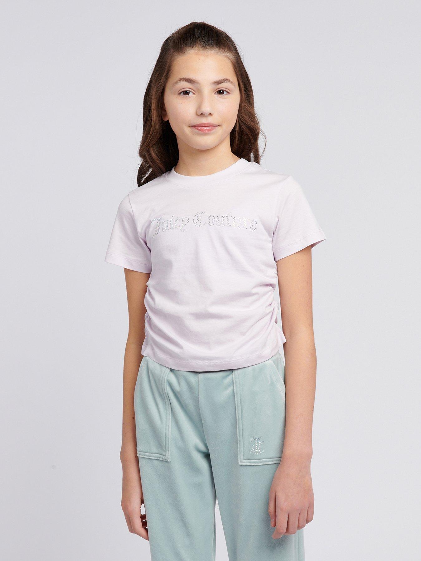 Juicy Couture Girls Diamante Baby Short Sleeve T-Shirt - Light Pink