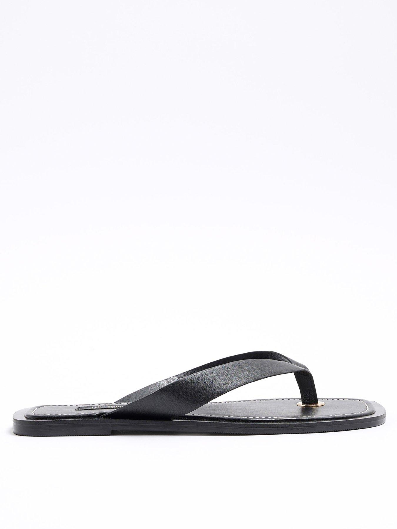 undefined Wide Toe Thong Flat Sandal - Black