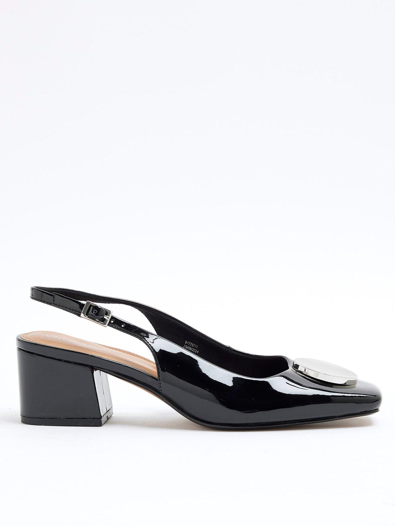 undefined Block Heel Court Shoe - Black