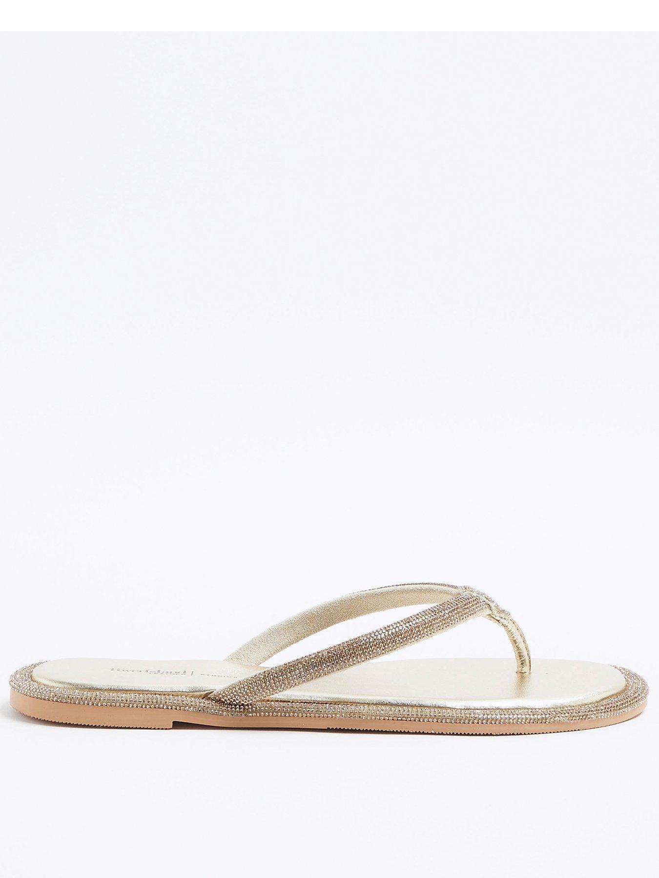 undefined Toe Thong Embellished Sandal - Gold