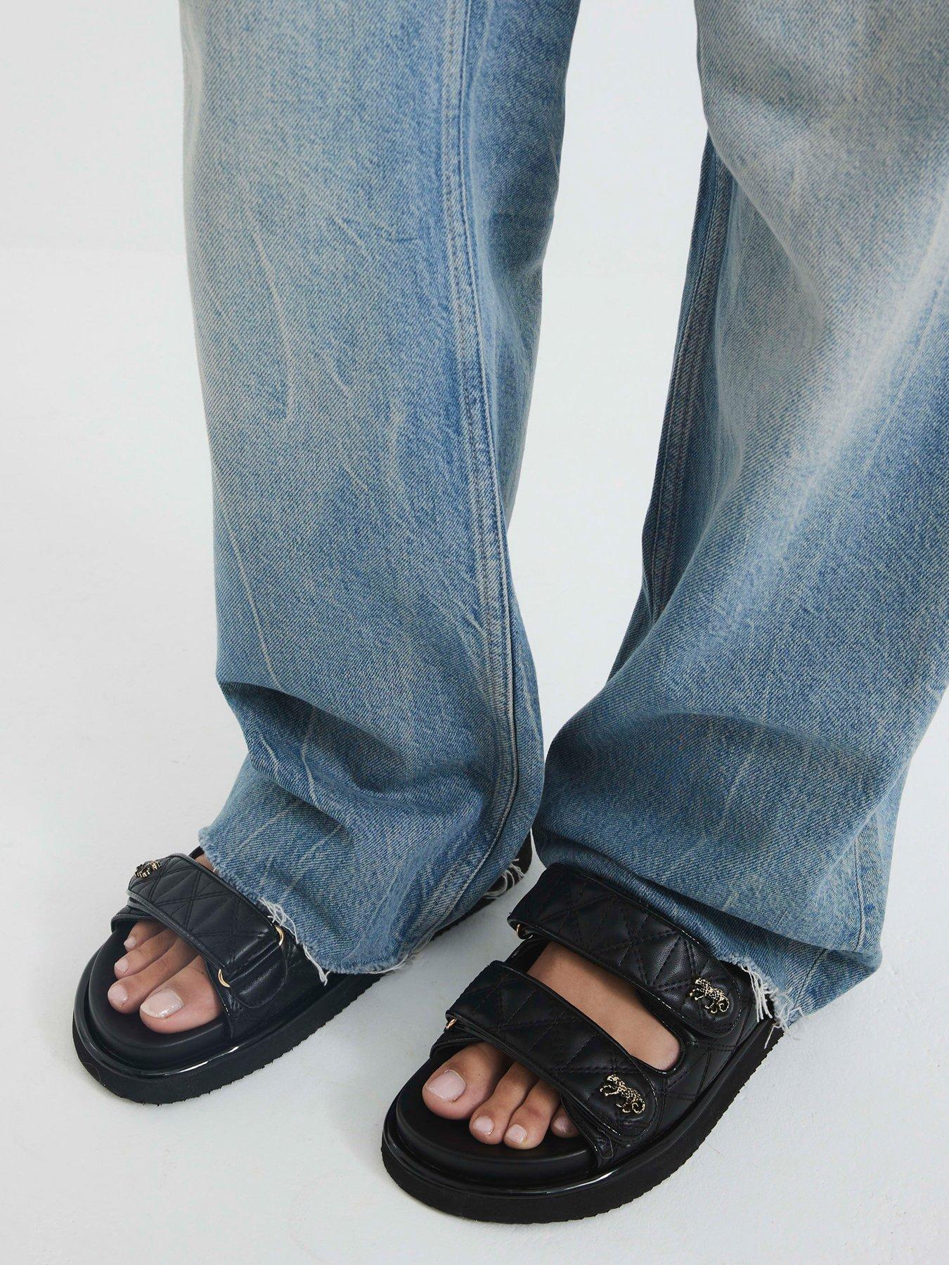 Image 2 of 6 of River Island Quilted Chunky Sandal - Black