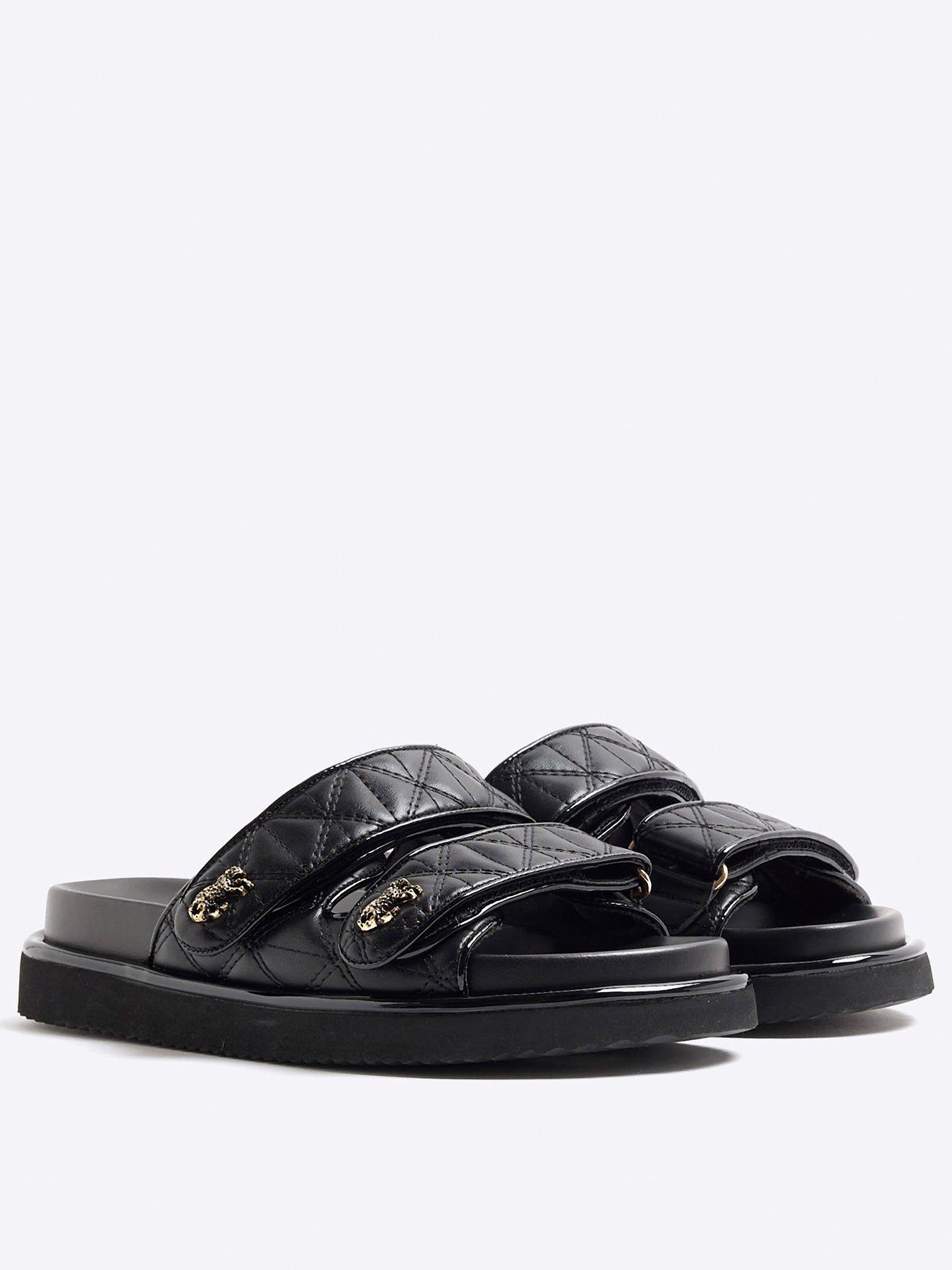 Image 4 of 6 of River Island Quilted Chunky Sandal - Black