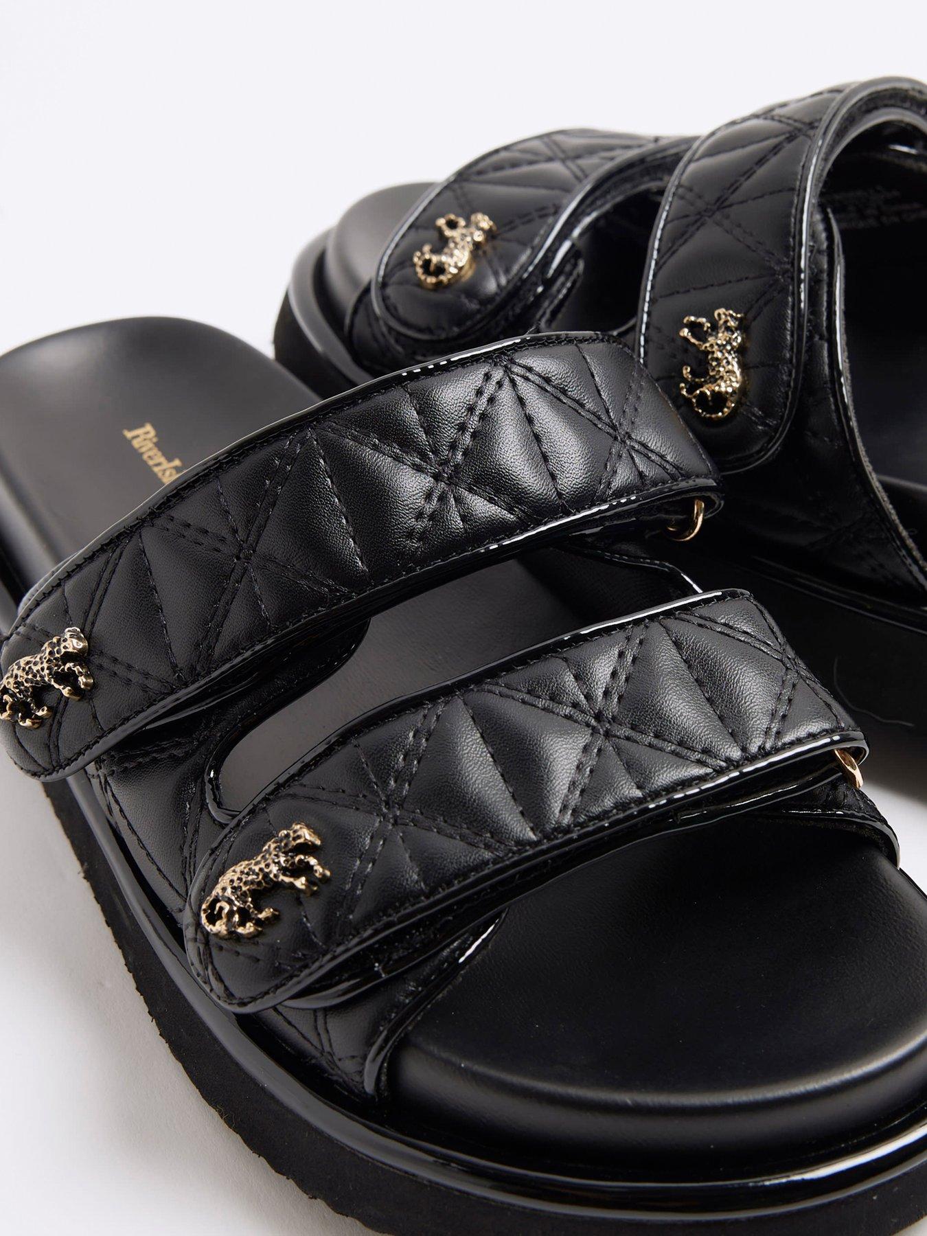 Image 6 of 6 of River Island Quilted Chunky Sandal - Black