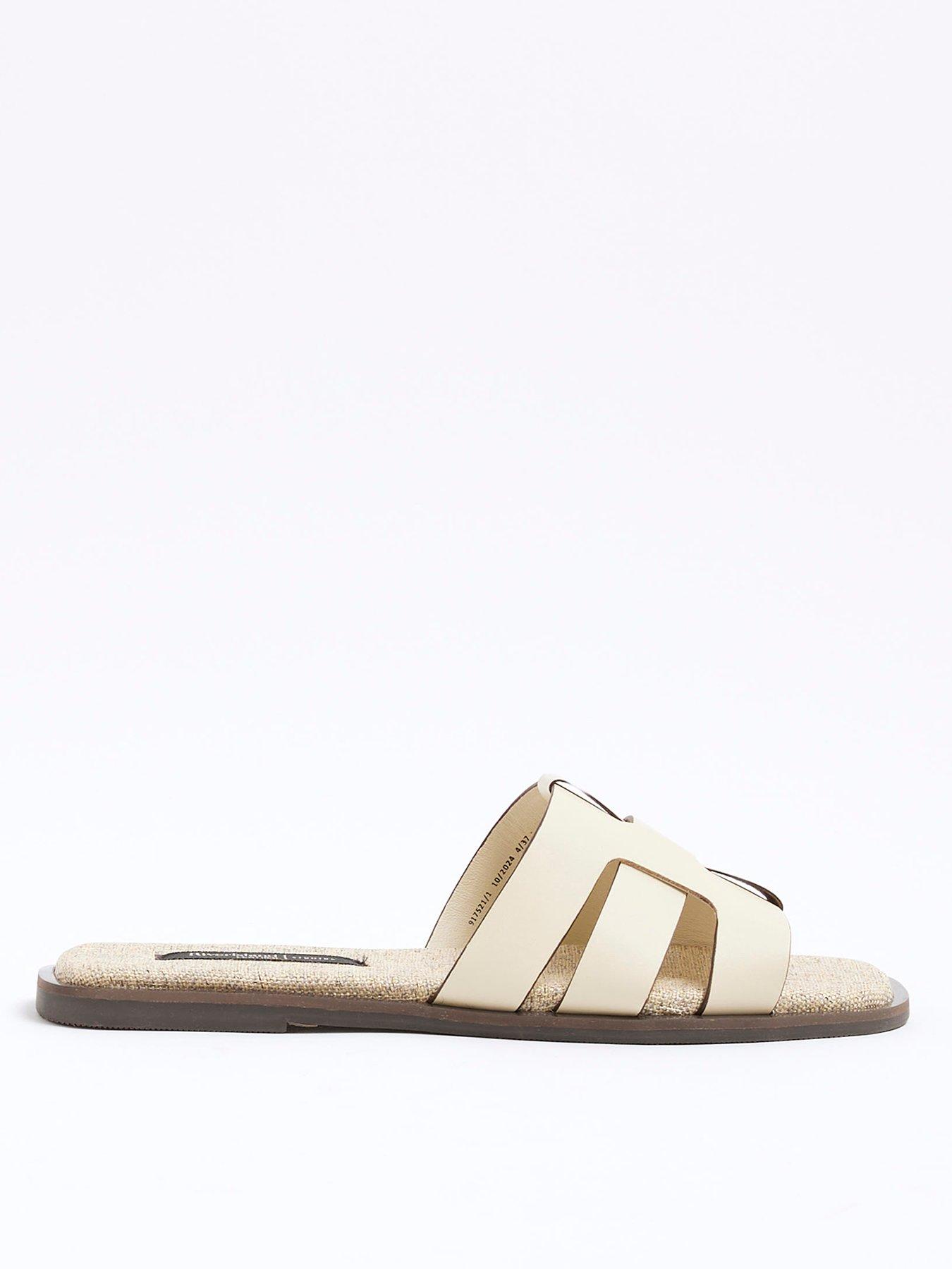 undefined Weave Mule Flat Sandal - Beige