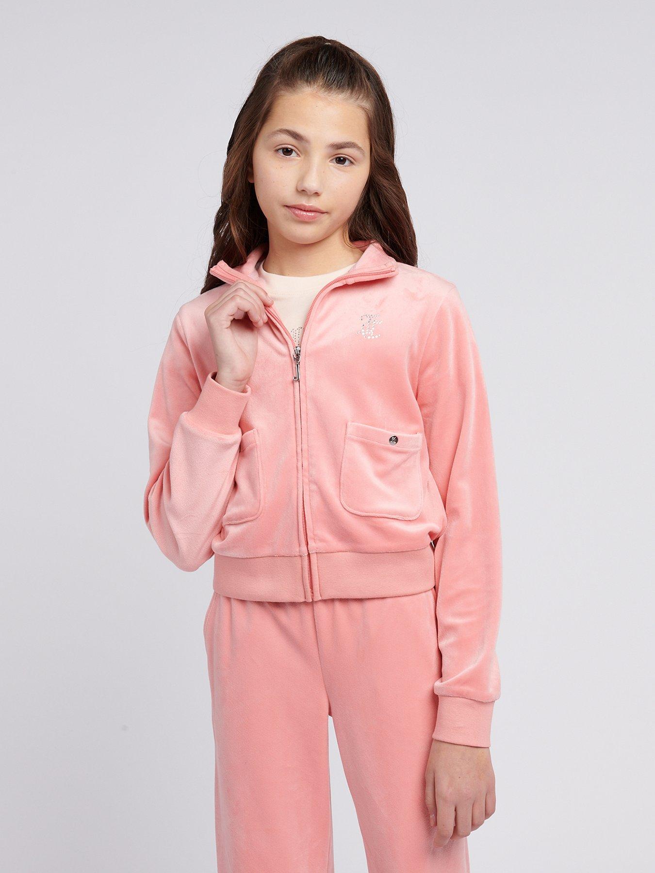 Juicy Couture Girls Popper Funnel Neck Zip Thru - Light Orange