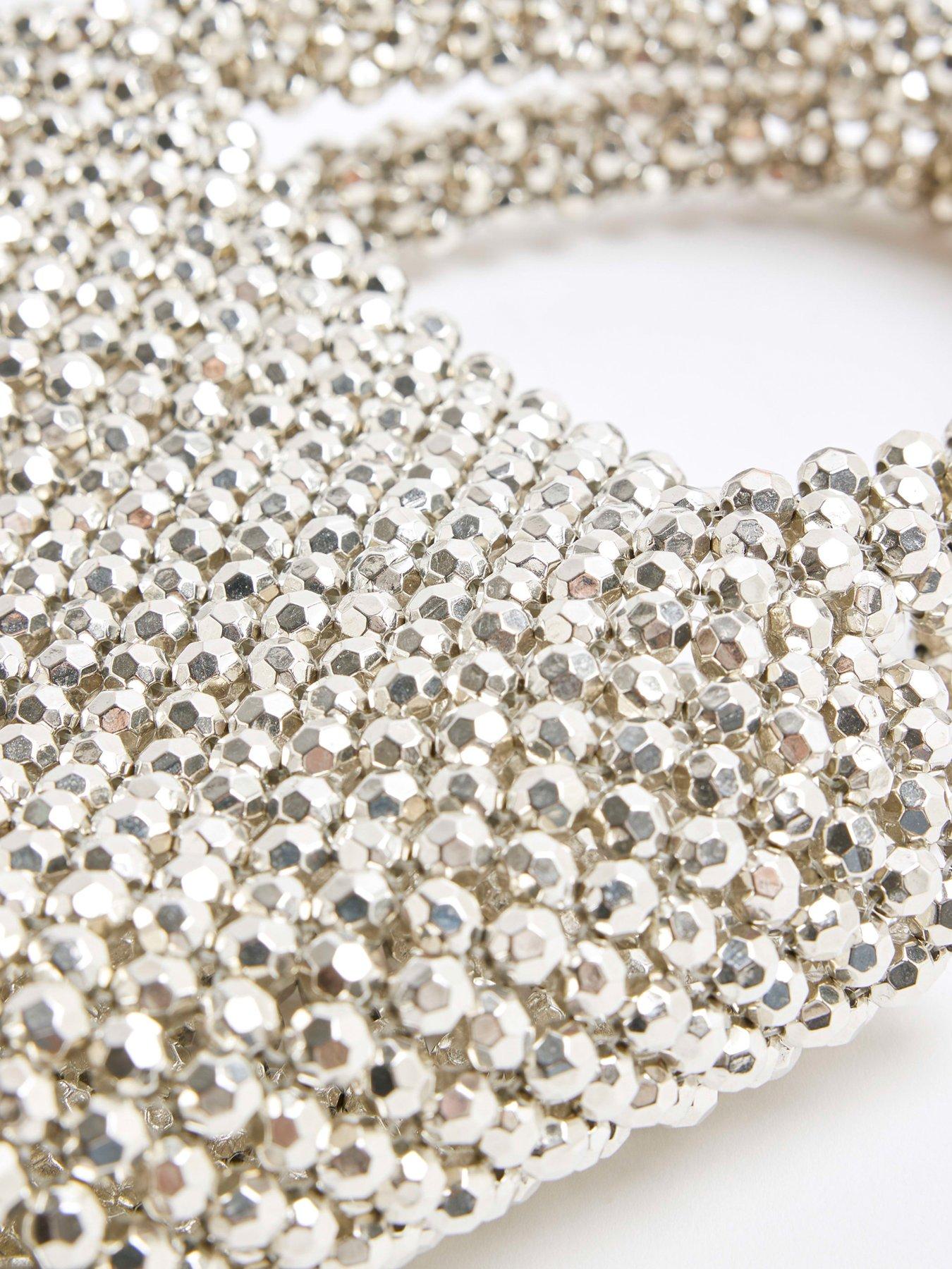 Image 4 of 5 of River Island Small Beaded Bag - Silver