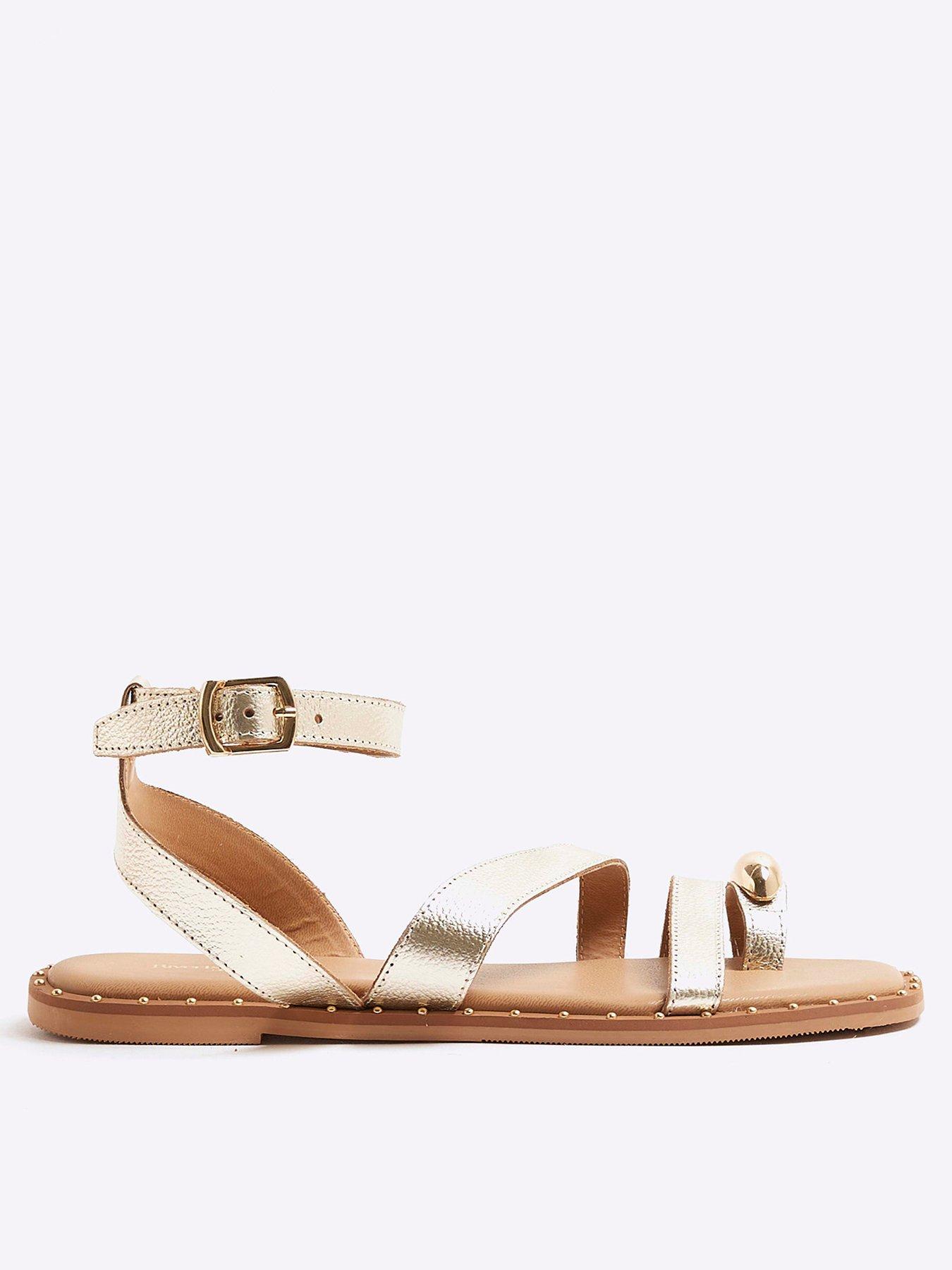 undefined Studded Toe Clip Sandal - Gold