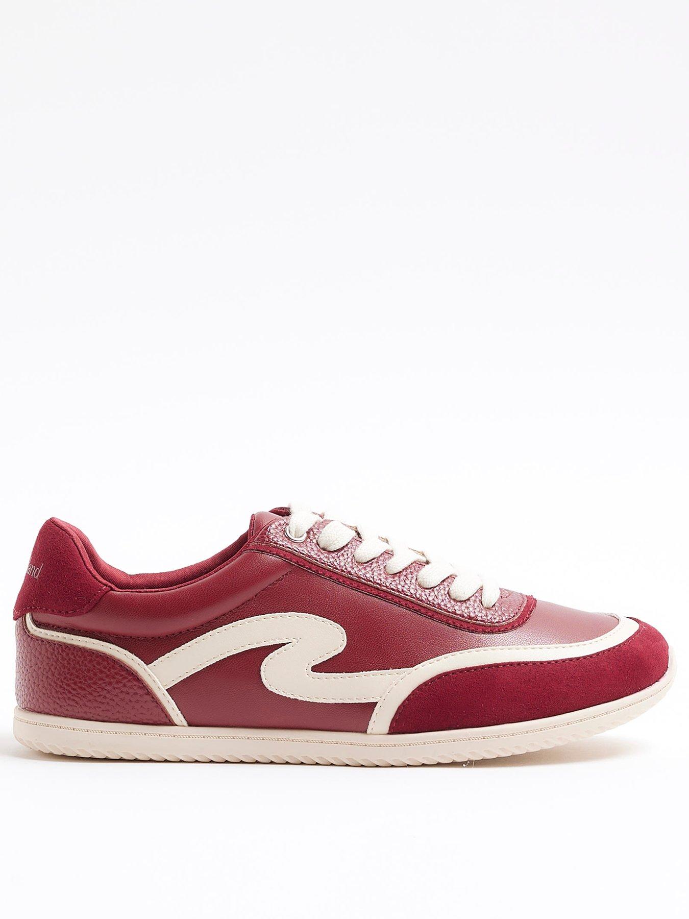 undefined Slim Sole Lace Up Trainer - Red