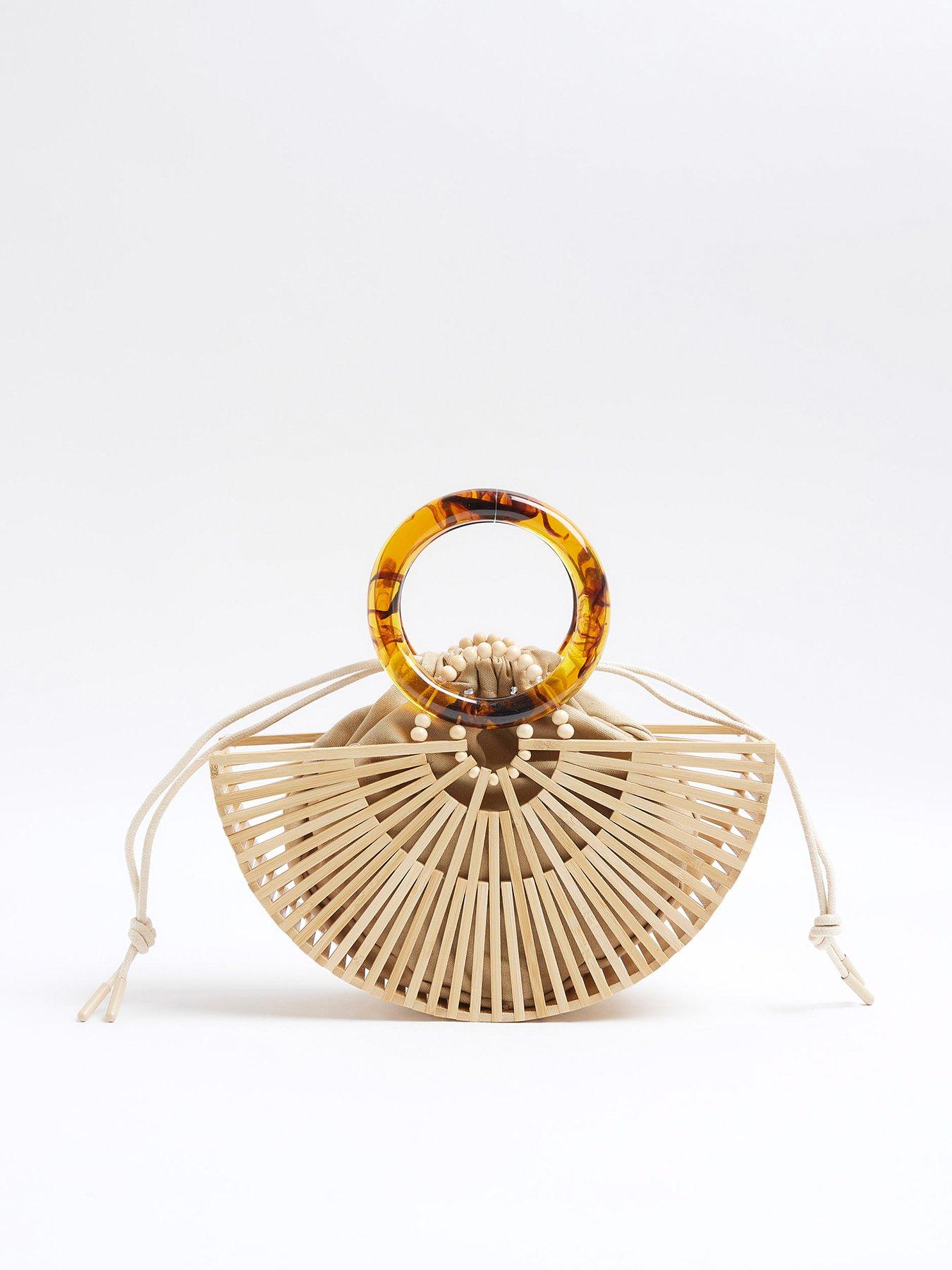 undefined Wooden Basket Bag - Brown