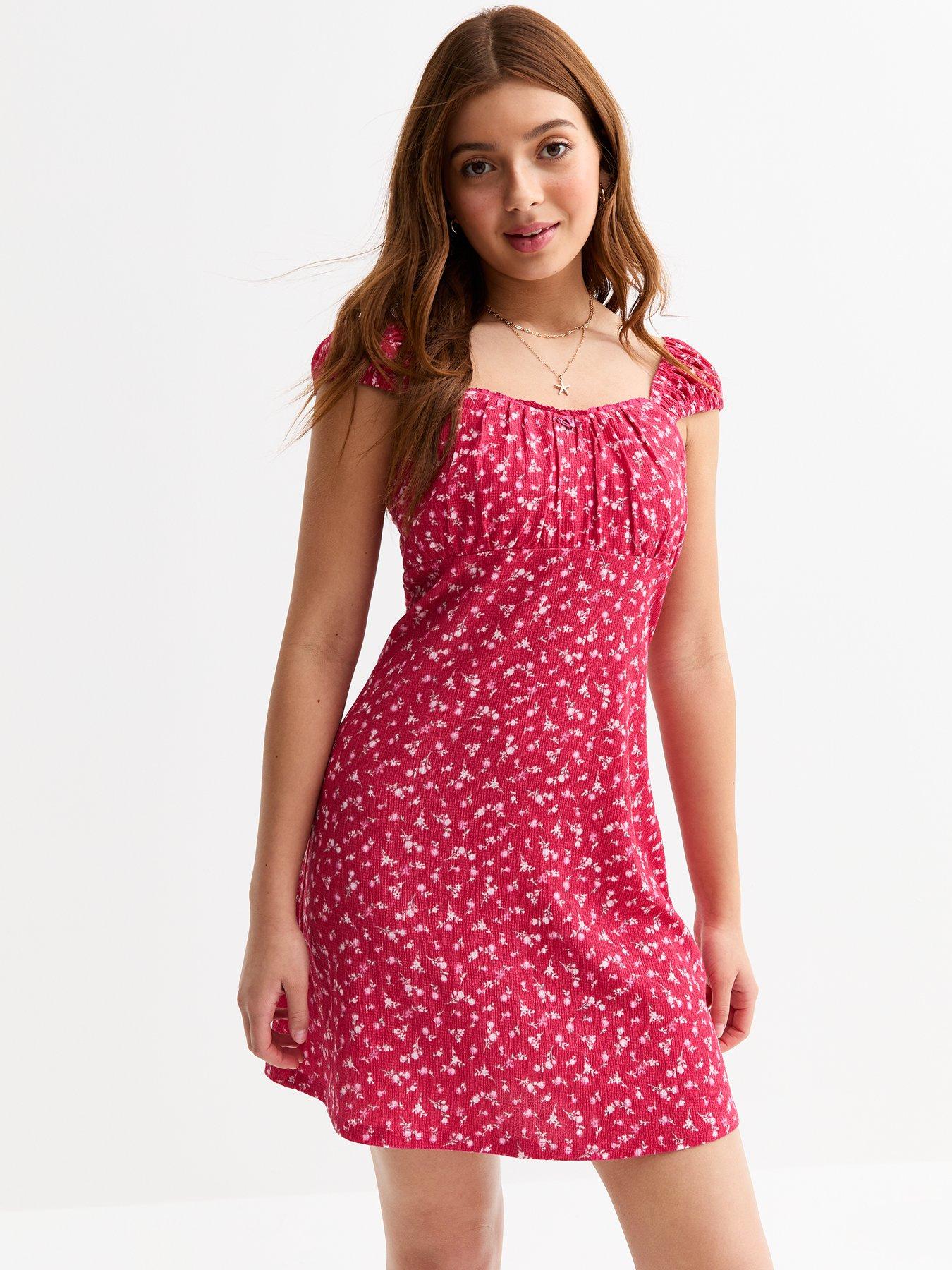 undefined Girls Floral Print Dress - Pink