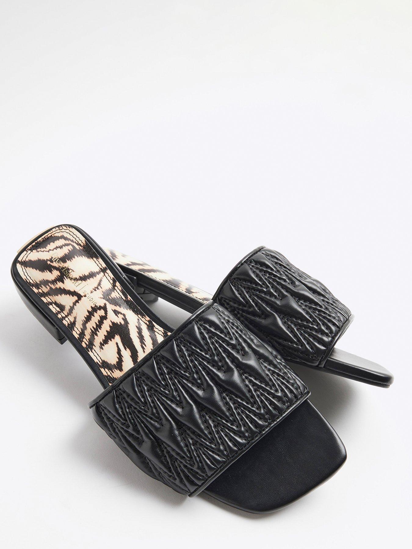 Image 5 of 5 of River Island Textured Mule Flat Sandal - Black