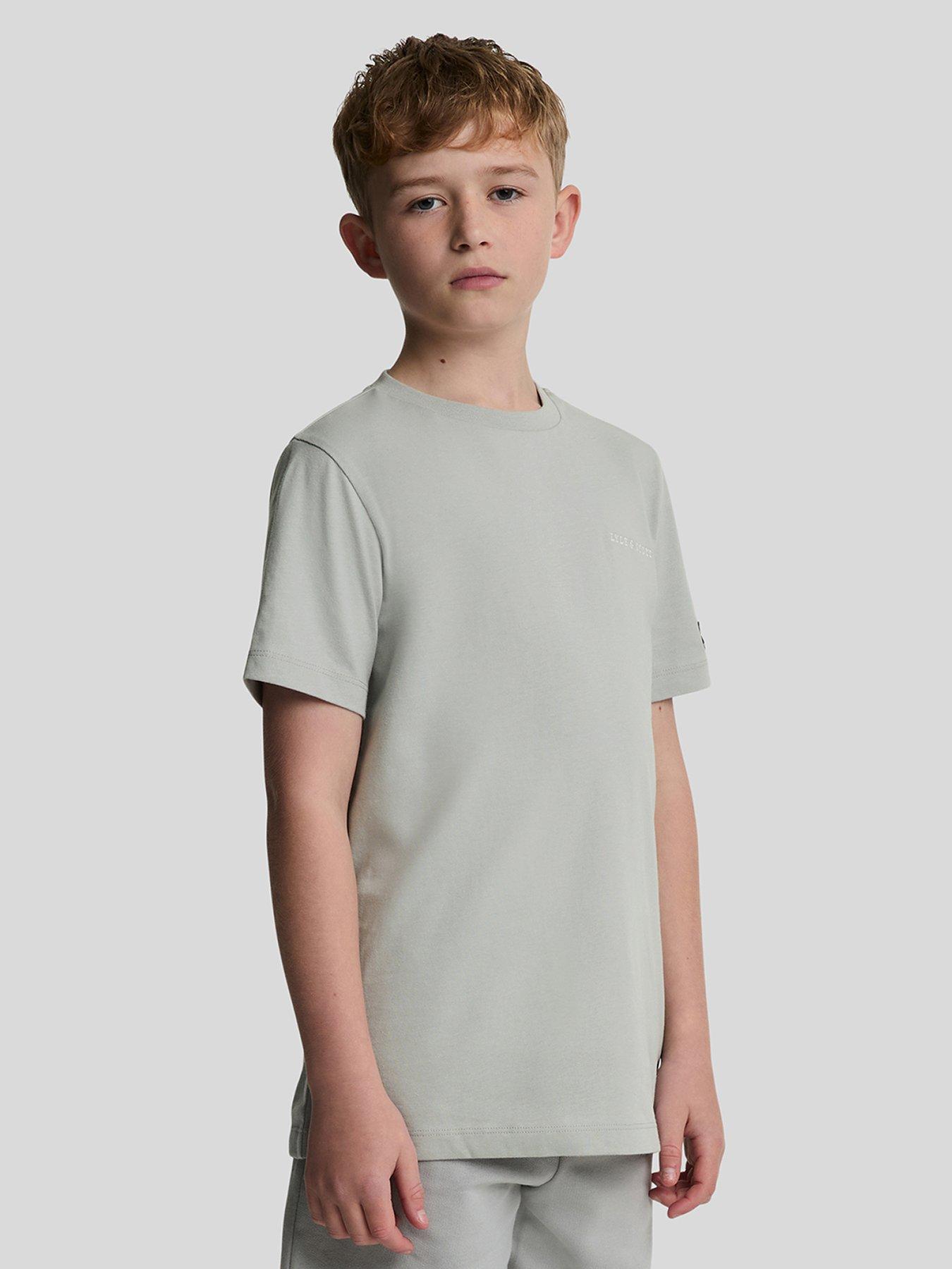 undefined Boys Script Embroidered Short Sleeve T-Shirt - Grey