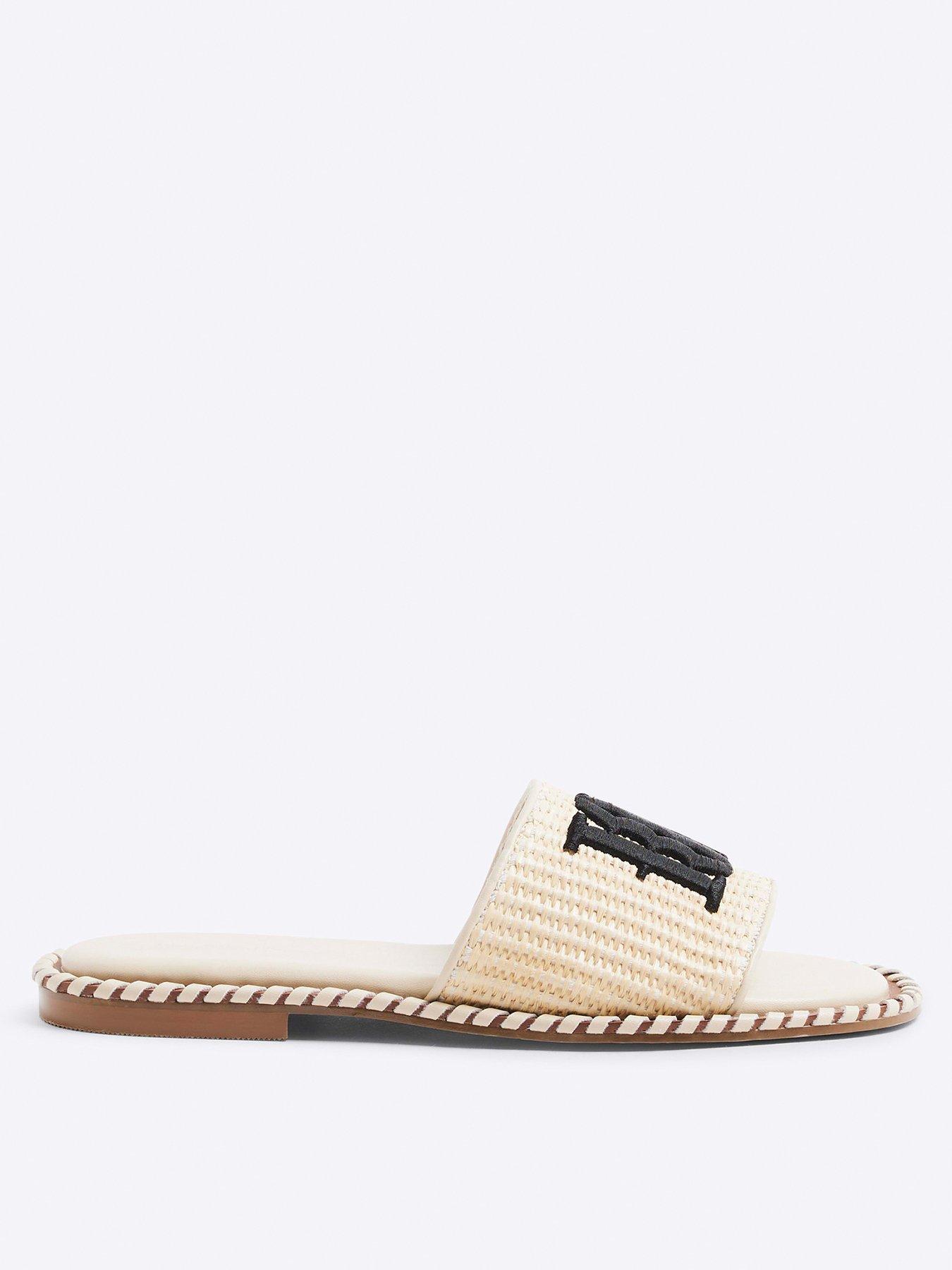 undefined Raffia Flat Sandal - Beige