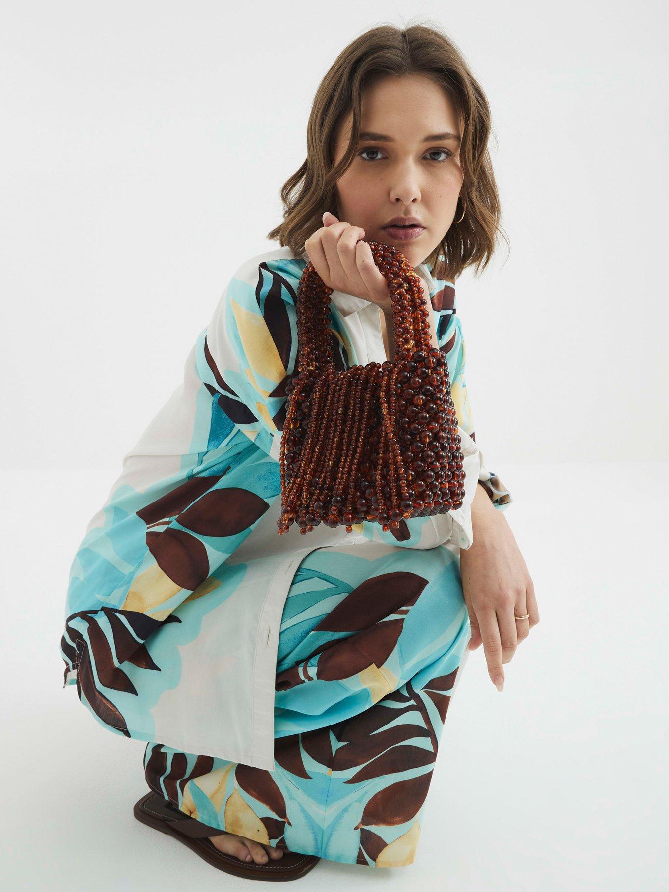 Image 2 of 5 of River Island Waterfall Pearl Bag - Brown