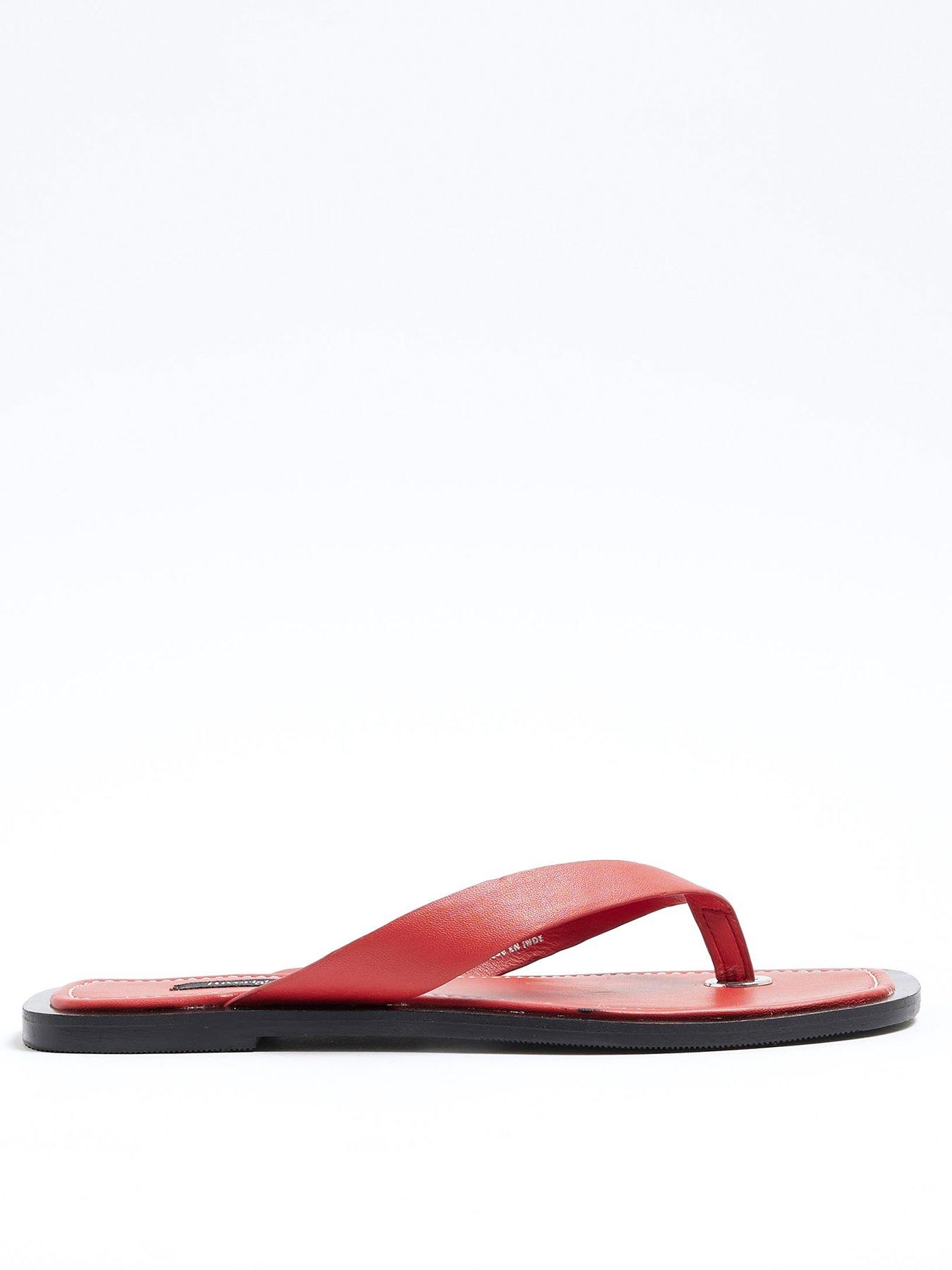 undefined Leather Flip Flop Sandal - Red