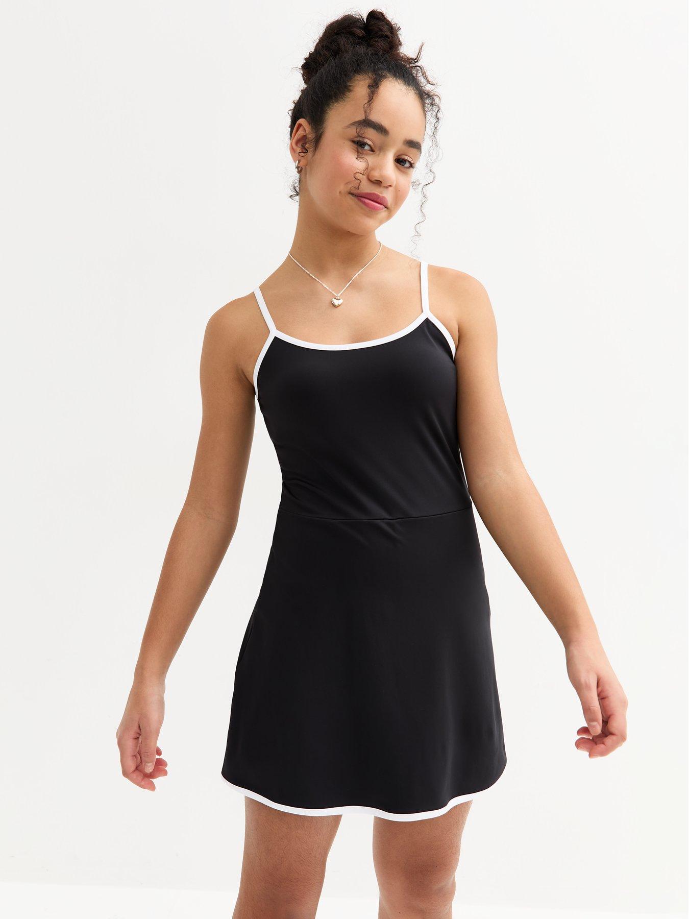 undefined Piped Trim Mini Dress - Black