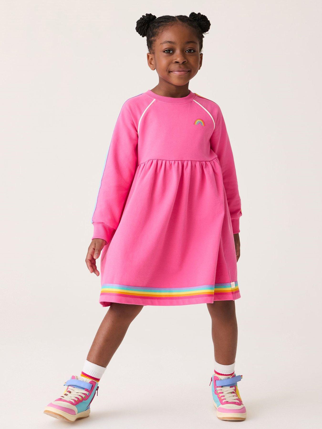 Image 3 of 6 of Little Bird Girls Long Sleeve Sweat Dress - Pink