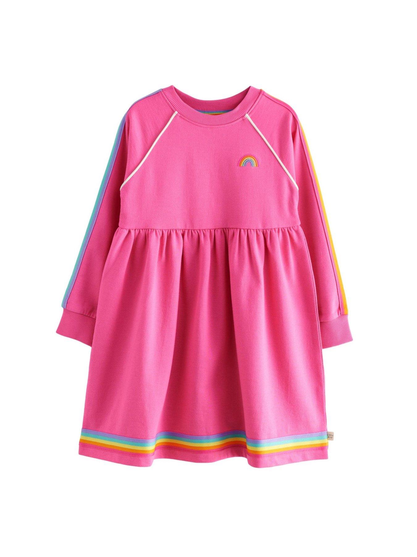 Image 5 of 6 of Little Bird Girls Long Sleeve Sweat Dress - Pink