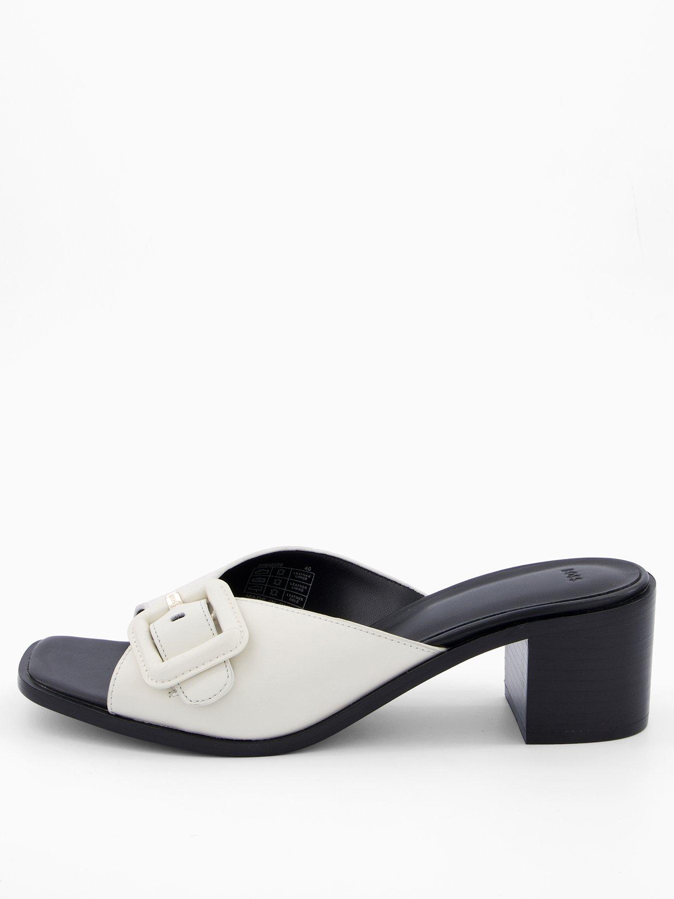Image 2 of 6 of BOSS Charlize Heeled Mule Sandal - Open White